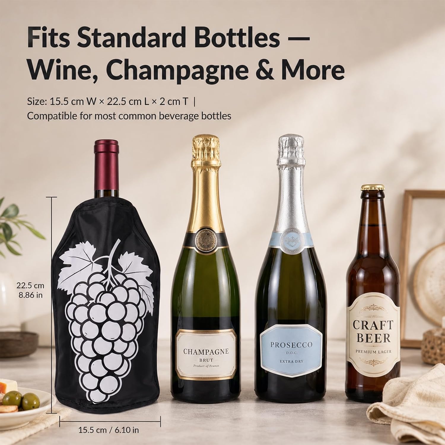 Ice Wine Bag, Beer Cooler, Wine Refrigerator, Wine Bottle Cooler, Suitable for Champagne or White Wine, Chilled Beer, Parties, Wine Cooling Bucket