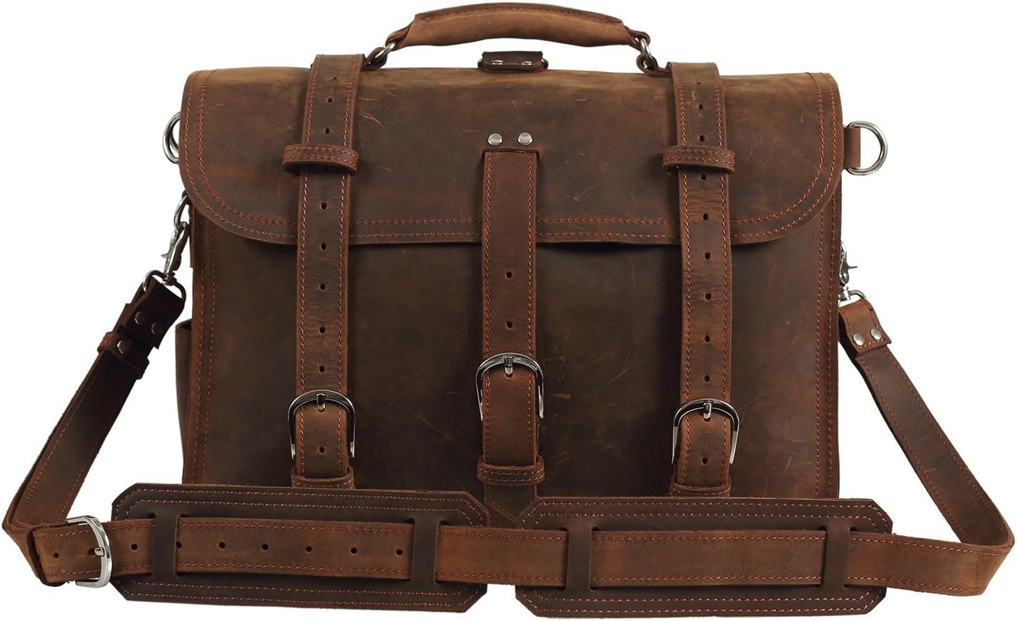 Aibag Men's Real Cow Leather Shoulder Briefcase Messenger Bag