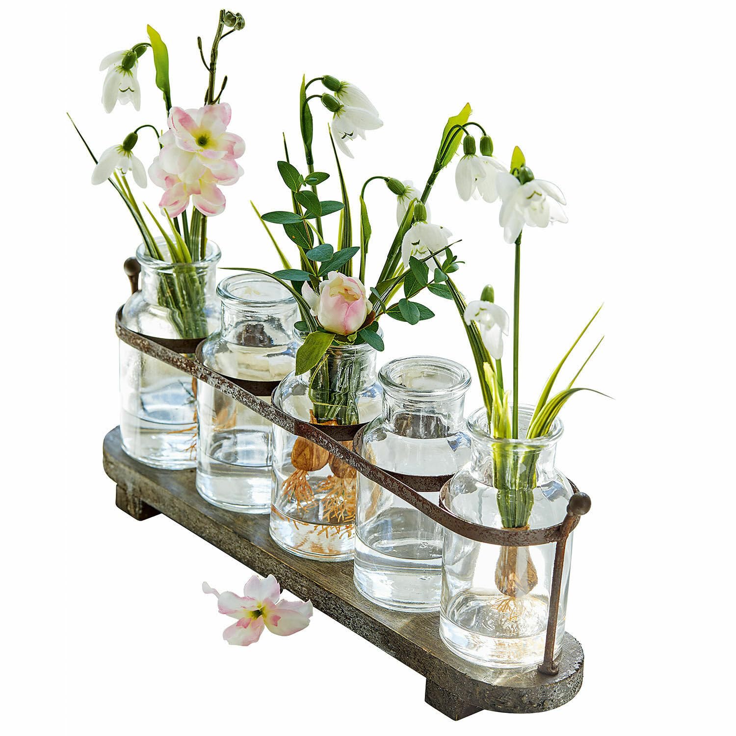 Loberon Ranjo Set di 5 vasi - Accessorio Artistico - Materiali pregiati, Marrone/Trasparente