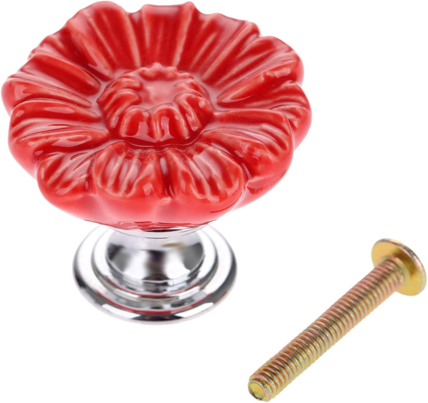 1Pc European Flower Furniture Door Pull Handle Ceramic+Zinc Alloy Child Room Cupboard Drawer Kitchen Cabinet Knobs and Handles - (Color: C)