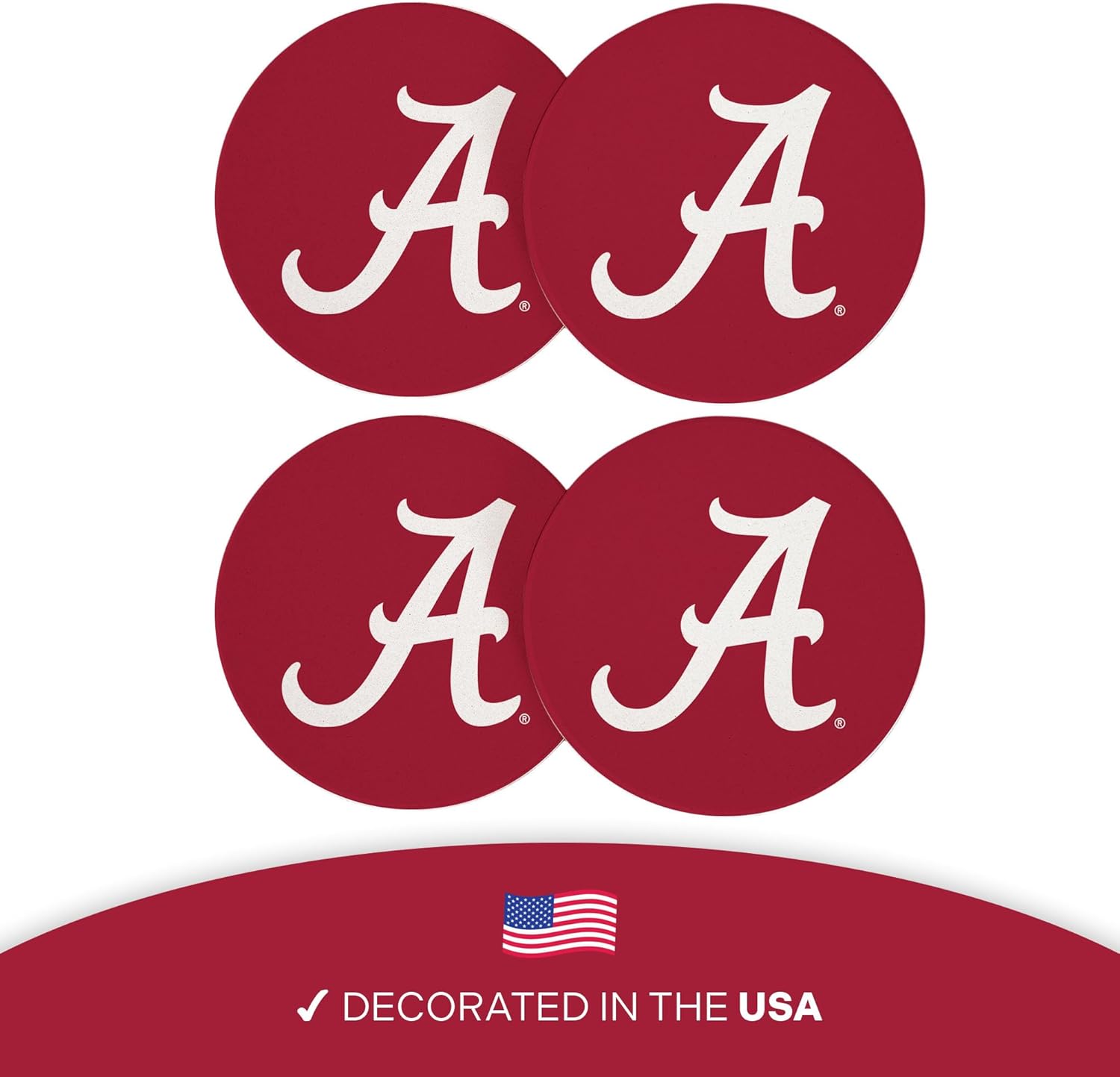 Desert Cactus The University of Alabama Circle Ceramic Coasters 4 Pack Crimson Tide Bama UA Absorbent Drink Coasters with Cork Backing (Design A) - Image 4