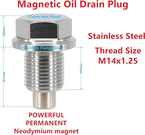 Miniatura 2 de 1 tapón magnético de drenaje de aceite de acero inoxidable M14x1.25 para motocicletas Suzuki Textron Off Road Arctic Cat Wildcat ATV UTV Ford Super