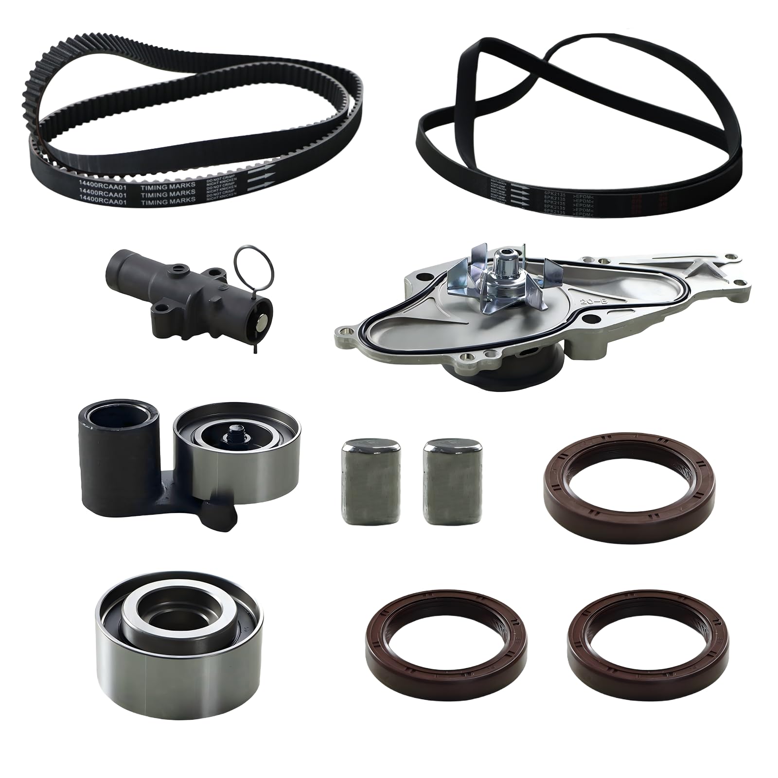 Timing Belt Kit with Water Pump Compatible with 2003-2018 Honda Accord Crosstour Odyssey Pilot Ridgeline Acura MDX ZDX RL TL TSX RDX 2004-2007 Saturn Vue 3.0L 3.5L 3.7L Replace# TCKWP329 TKH002