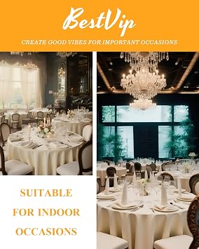BESTVIP 6 Pack 120 Ivory Round Tablecloths | Fits 48-78 Tables | Polyester Washable Fabric for Wedding, Party, Buffets,Banquet, Restaurant