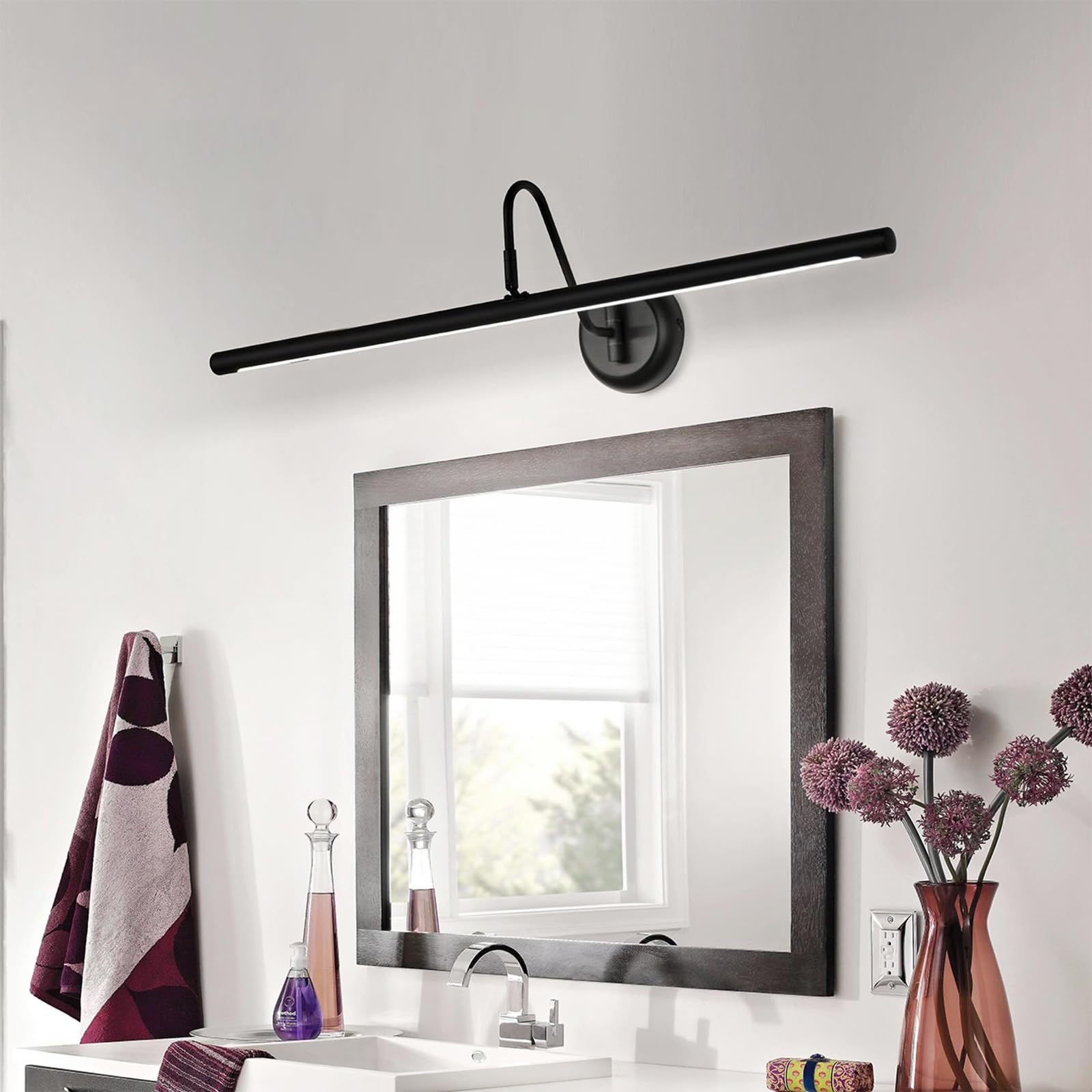 Apliques de Pared Espejo Baño LED Moderno con Ángulo Ajustable Negro 8