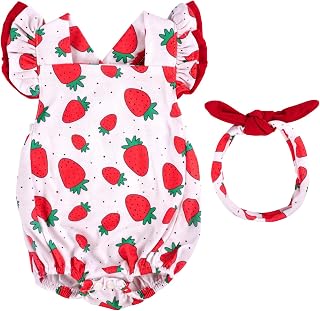 BABESIDE Strawberry 3-Pc Outfit for 17-22 Inch Reborn Dolls: Cute Dress, Headscarf & Magnetic Pacifier Set