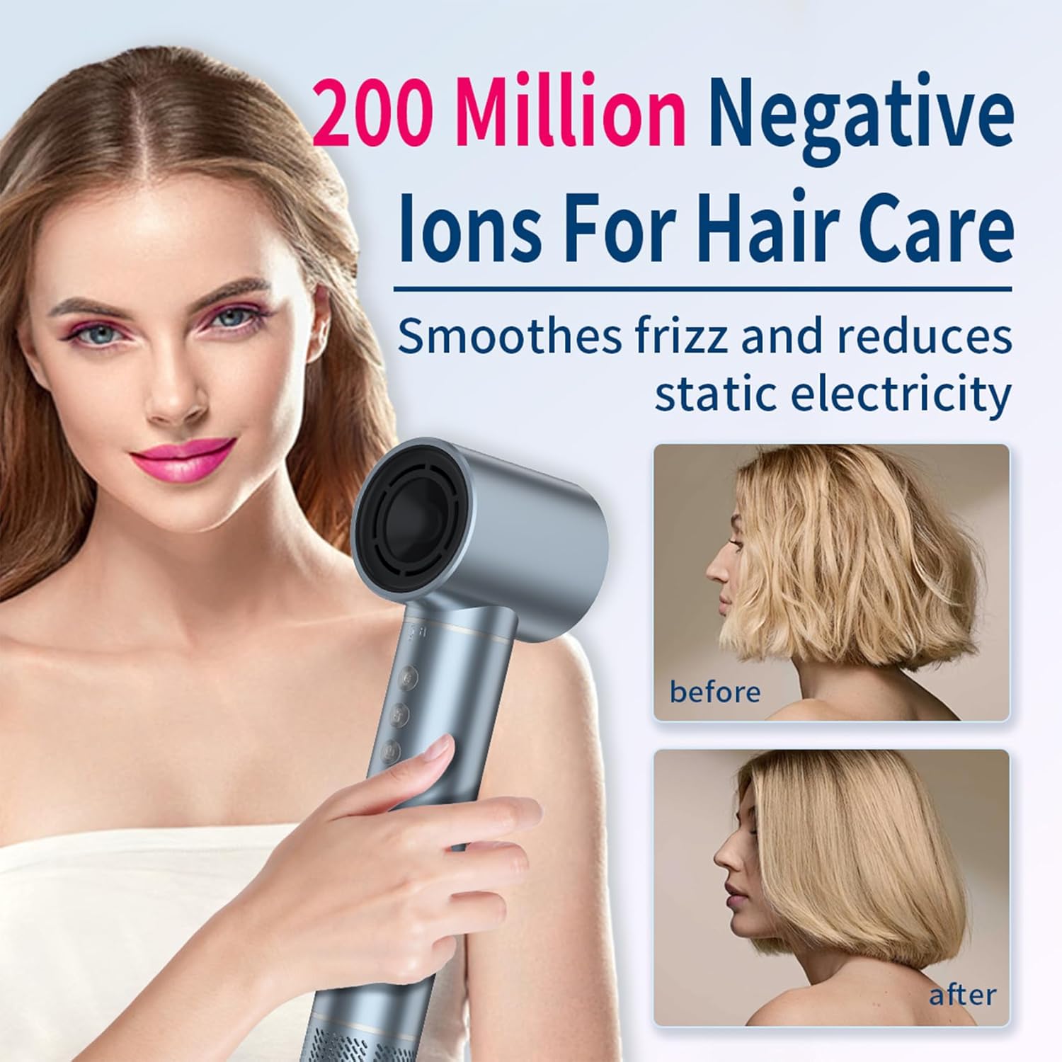 High Speed 5 In 1 Hair Styler & Hair Dryer Brush, Professional Hot Air Styler No Heat Damage for Volumizer, Curl, Smooth, Drying, Multi Styler 1100 Watt Negative Ionic Blow Dryer Brush with Travel Bag