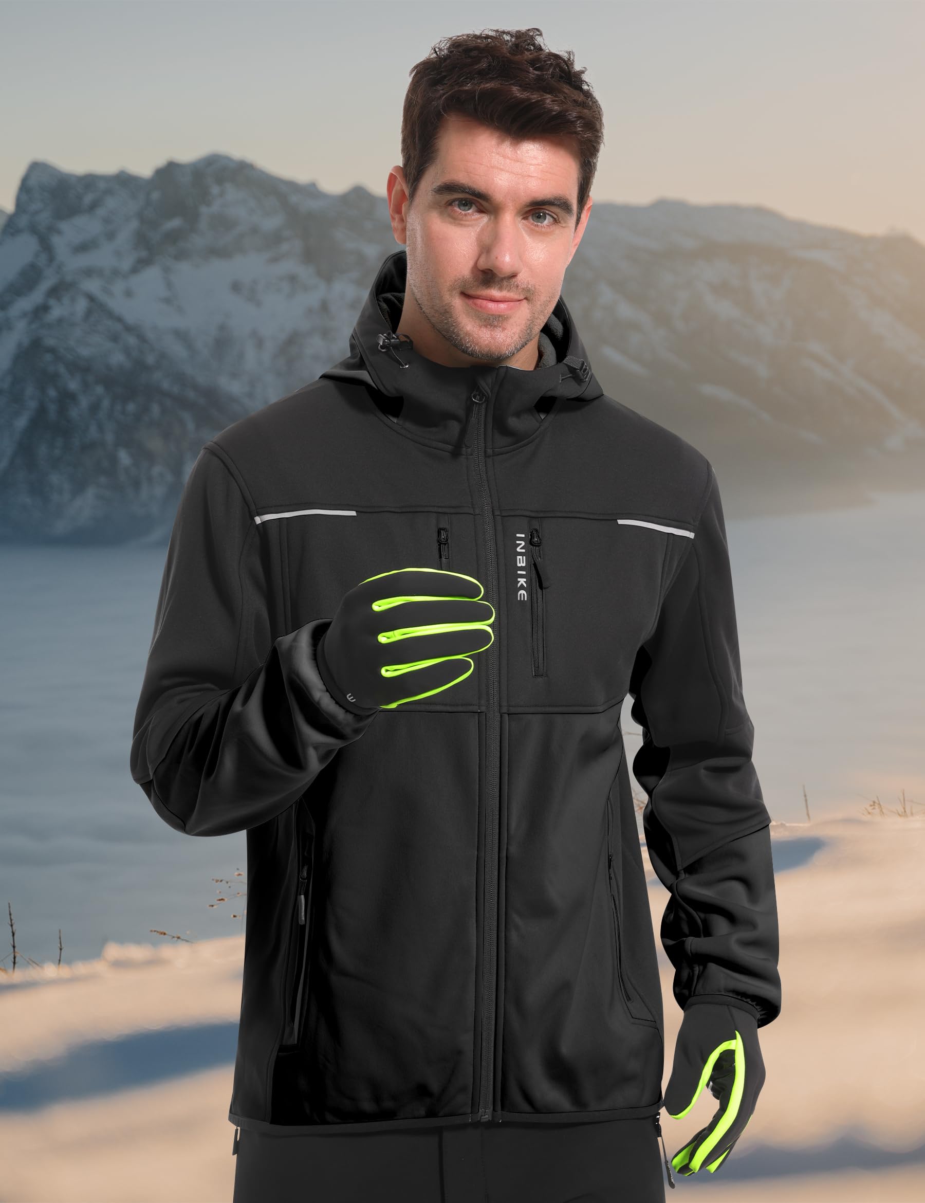 INBIKE Veste VTT Homme Hiver Softshell Polaire Coupe Vent Cyclisme Sport de Plein Air WJ607