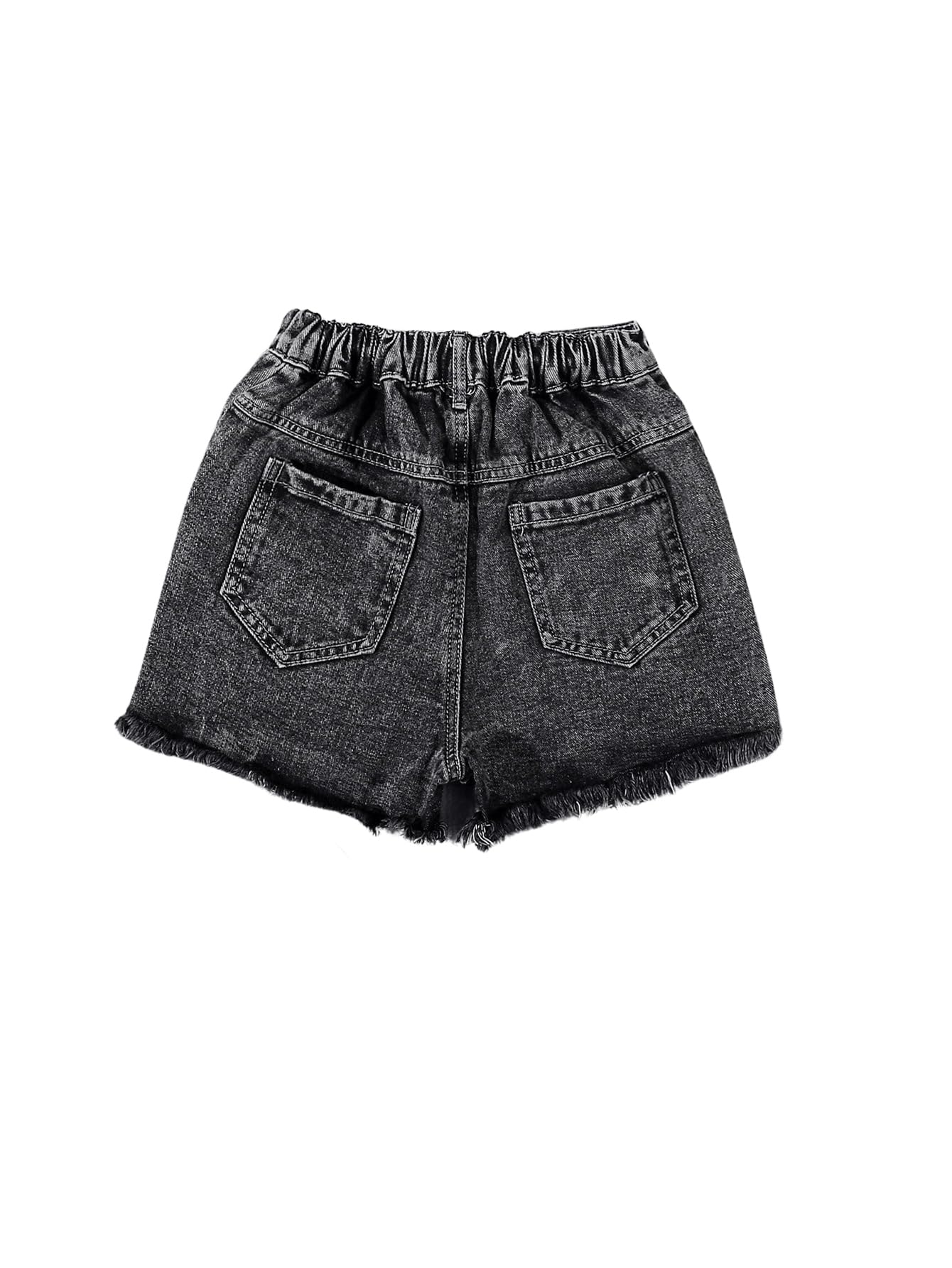 Floerns Pantalones cortos de mezclilla con cintura elástica y bolsillos para niña