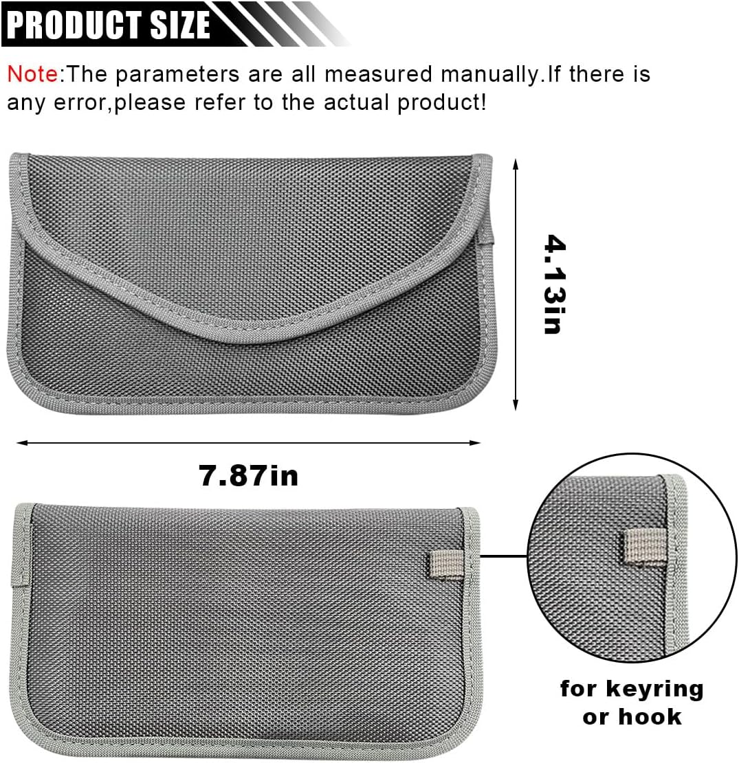 KITUREK 2PCS Faraday Signal Blocking Bag, Key Fob Protector, RFID Faraday Pouch Cage Box Wallet Case for Cell Phone Privacy Protection, Anti-Hacking RFID Card Protector Signal Shielding (Grey) image 2