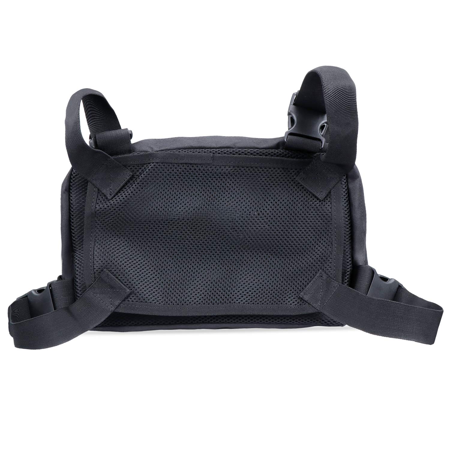 Sac Poitrine Tactique Noir - Poche Radio, Rangement Utilitaire - Pour Running, Fitness, Outdoor - Tissu Oxford Résistant