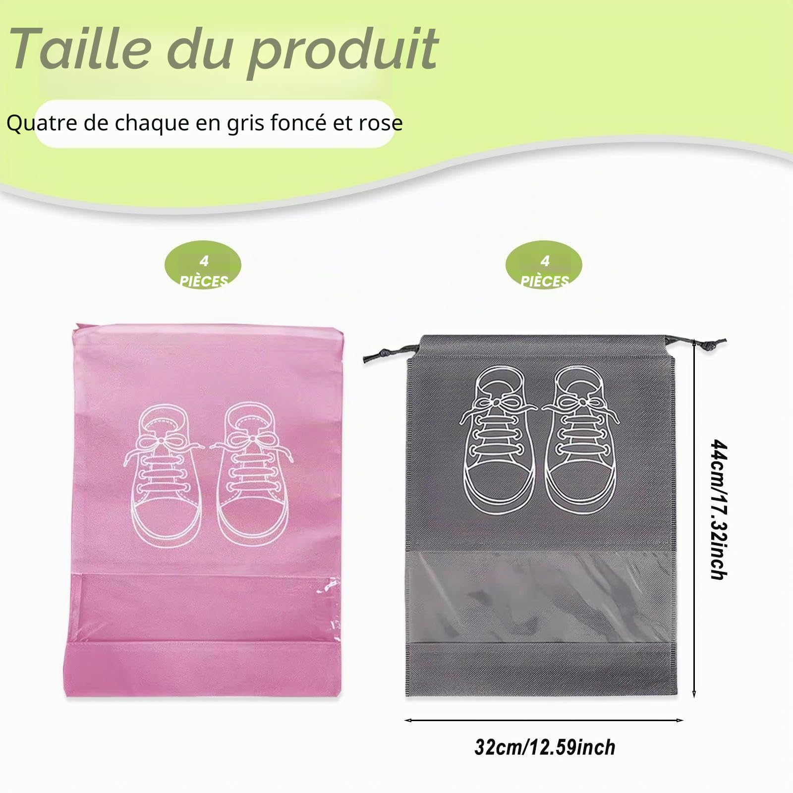 Lot de 8 grands sacs de rangement pour chaussures, anti-salissure, avec cordon de serrage résistant à la poussière, sacs à chaussures, portables, accessoires de voyage, pour le sport