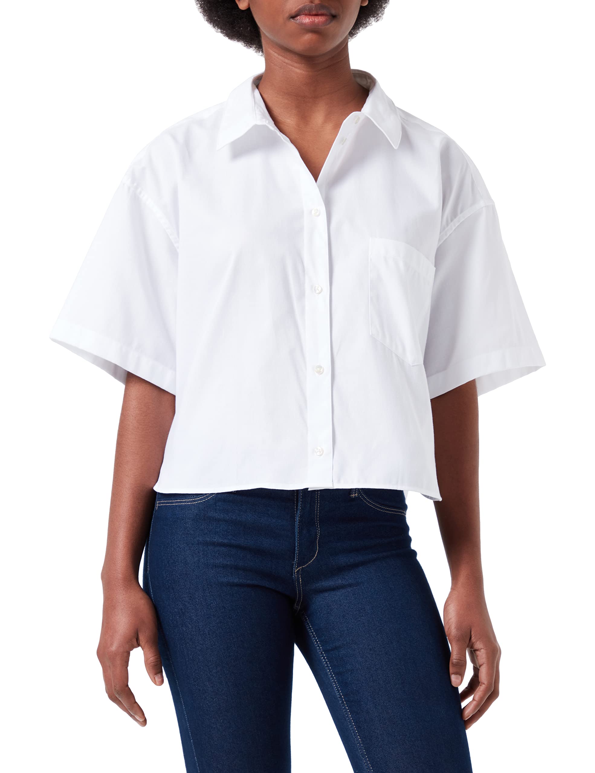 JACK & JONES Women's Jjxx Jxmolly Ss Relaxed Oxford Shirt Blouse, White, Large