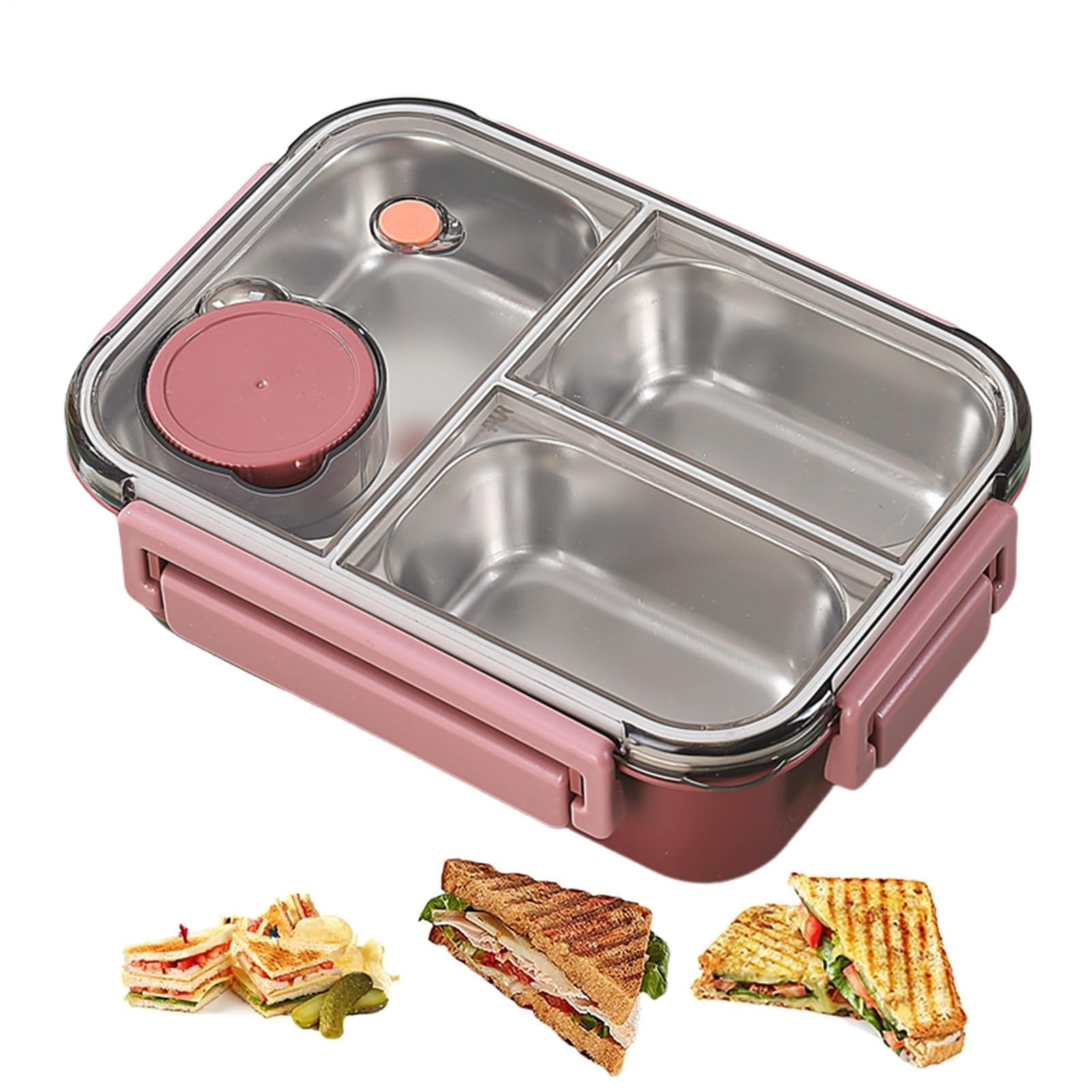 Insulated Lunch Box, 3 Compartments Food Storage Container, Portable Thermal Hot Food Container, Leakproof 304 Stainless Steel Lunch Box for Camping Travel School Work