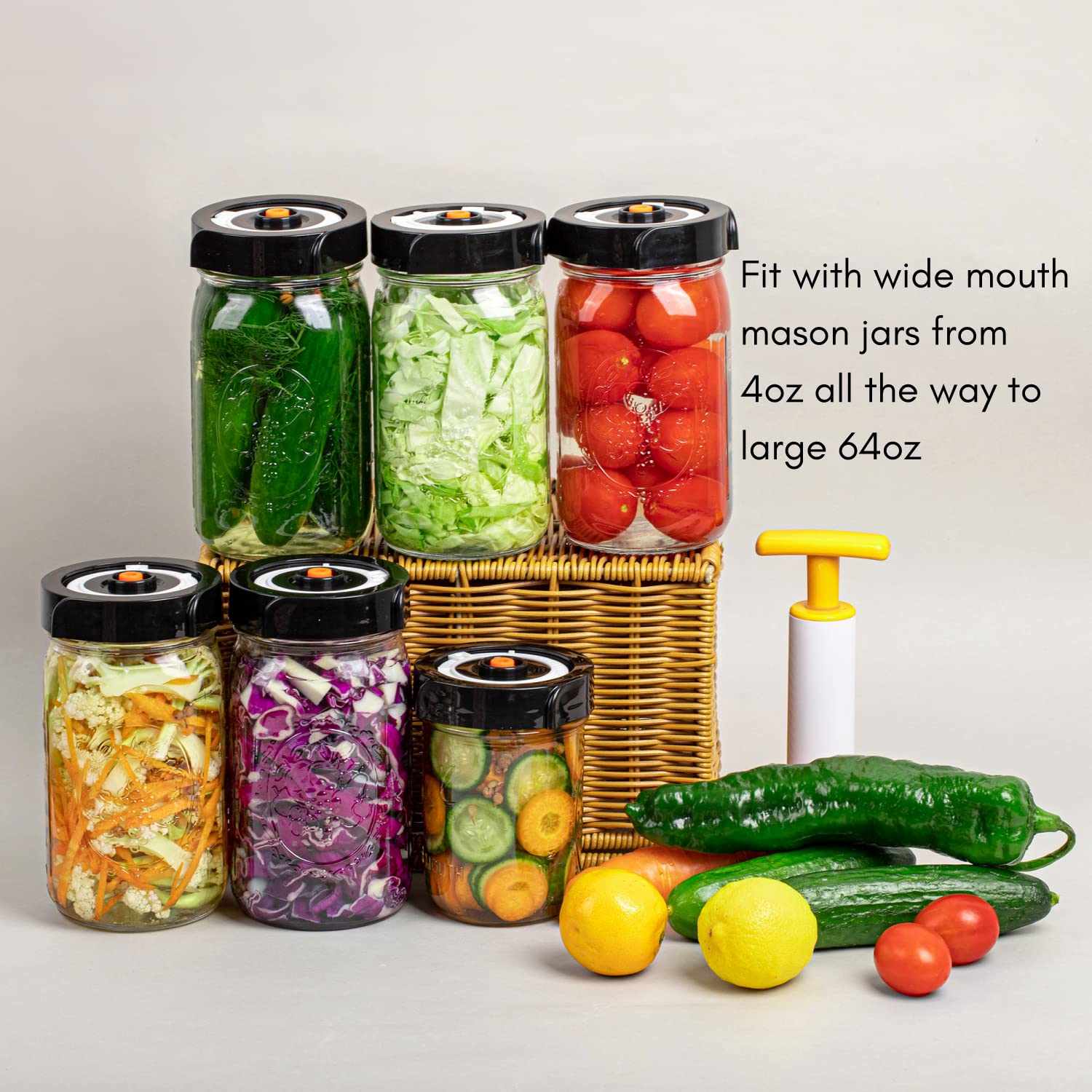 広口メイソンジャー用発酵キット Amazon.co.jp: Jillmo 発酵蓋 真空発酵キット ポンプ付き 広口メイソン