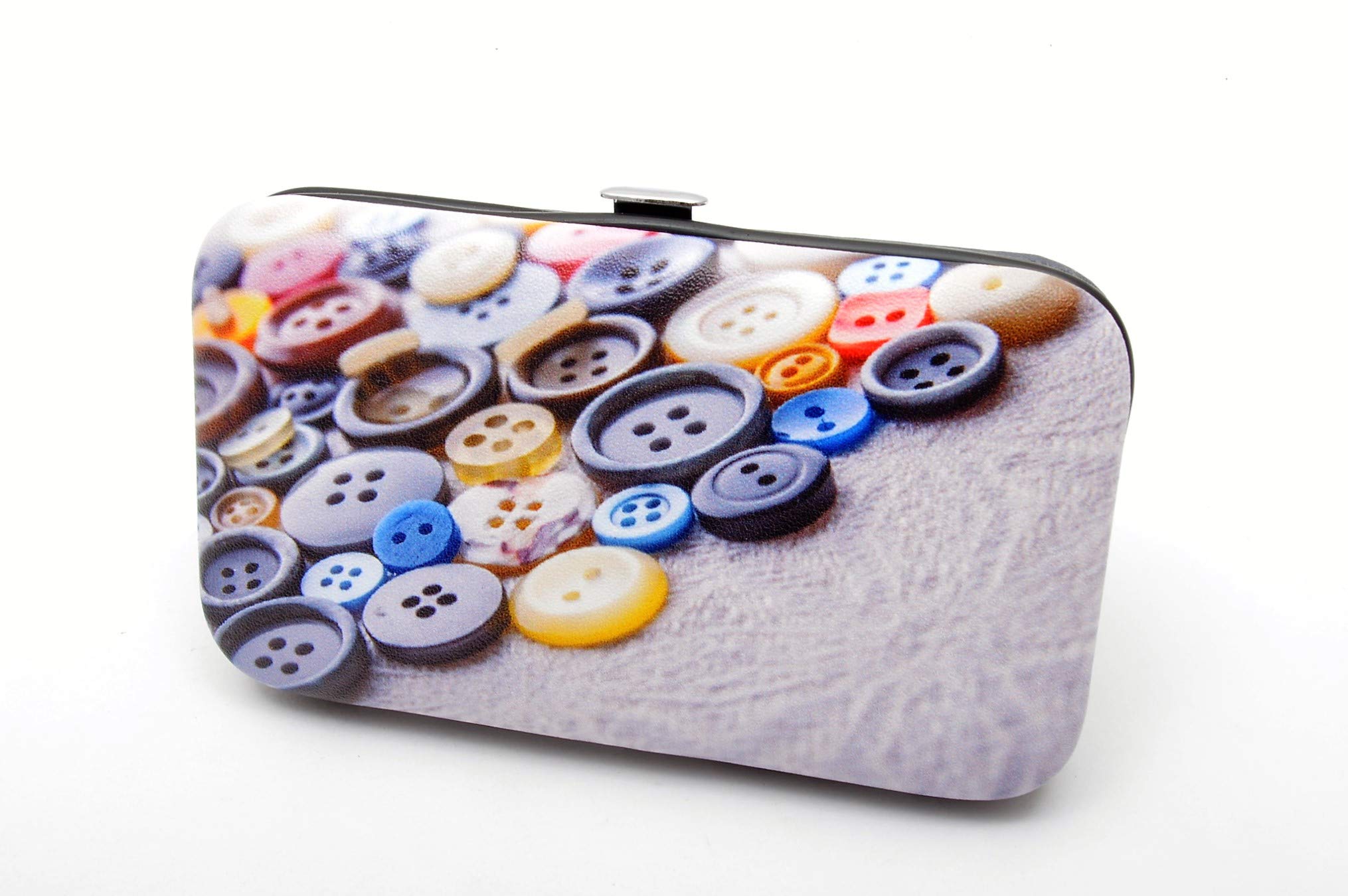 Kleiber Button Print Sewing Kit, Metal, Blue, 12 x 7 x 3 cm