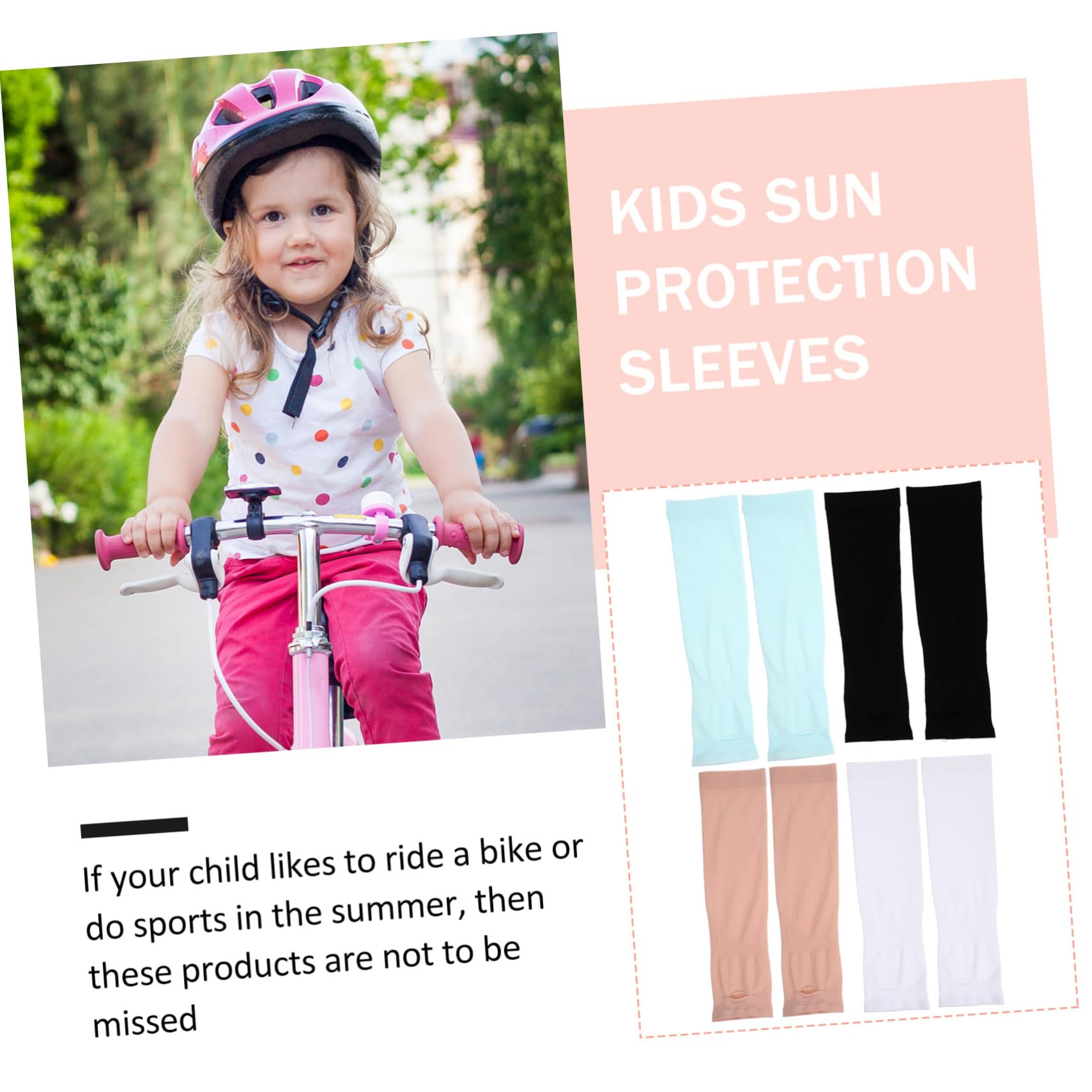 8 Paires Manches en soie glacée pour enfants bras manches filles manches enfants couvre-bras manchette anti uv Manchettes anti-UV revêtements extérieurs revêtements d'été 90% nylon