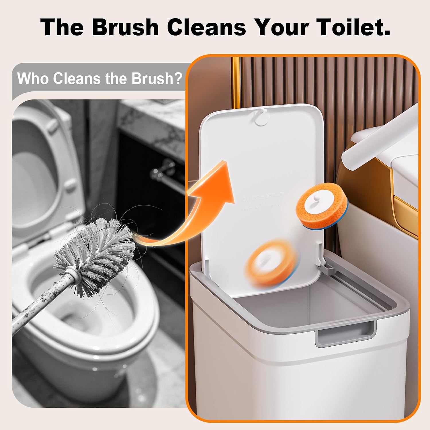 Disposable Toilet Brush with 35 Refill Pads, Auto-Open Storage Caddy, Water-Activated Cleaning Heads, Wall-Mounted Toilet Kit for Bathroom & Tub
