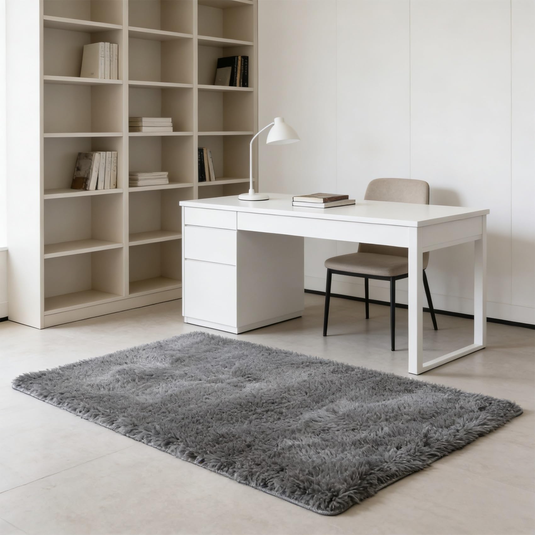Tapis de chambre gris 132x300 cm moelleux et moderne pour salon