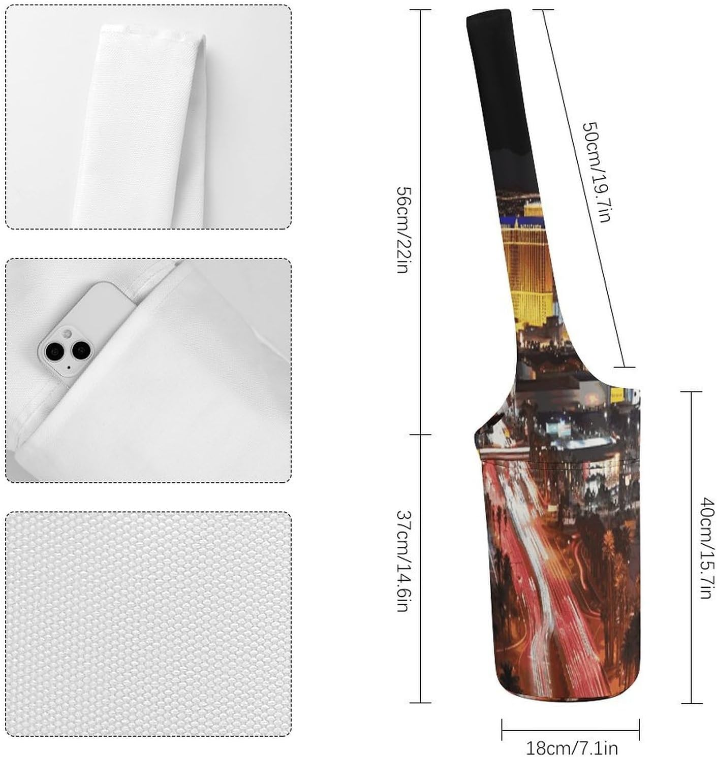 Las Vegas Night City Canvas Yoga Mat Bag Yoga Mat Carrier image 2