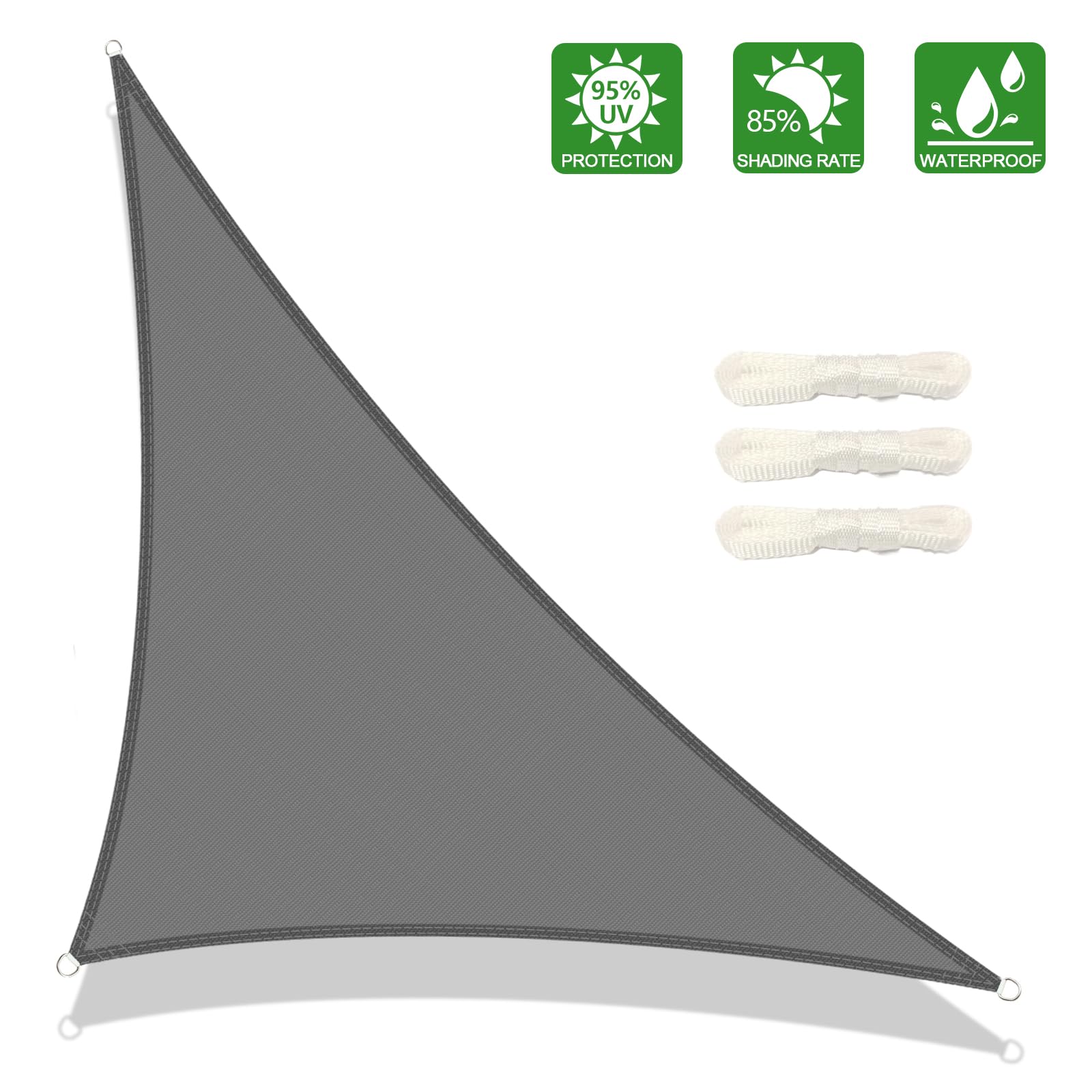 AXT SHADE żagiel przeciwsłoneczny 2.5x2.5x3.5m Trójkątwodoodporny żaglowa blokada promieniowania UV, ochrona przeciwsłoneczna do ogrodu, balkonu i tarasu,Antracyt