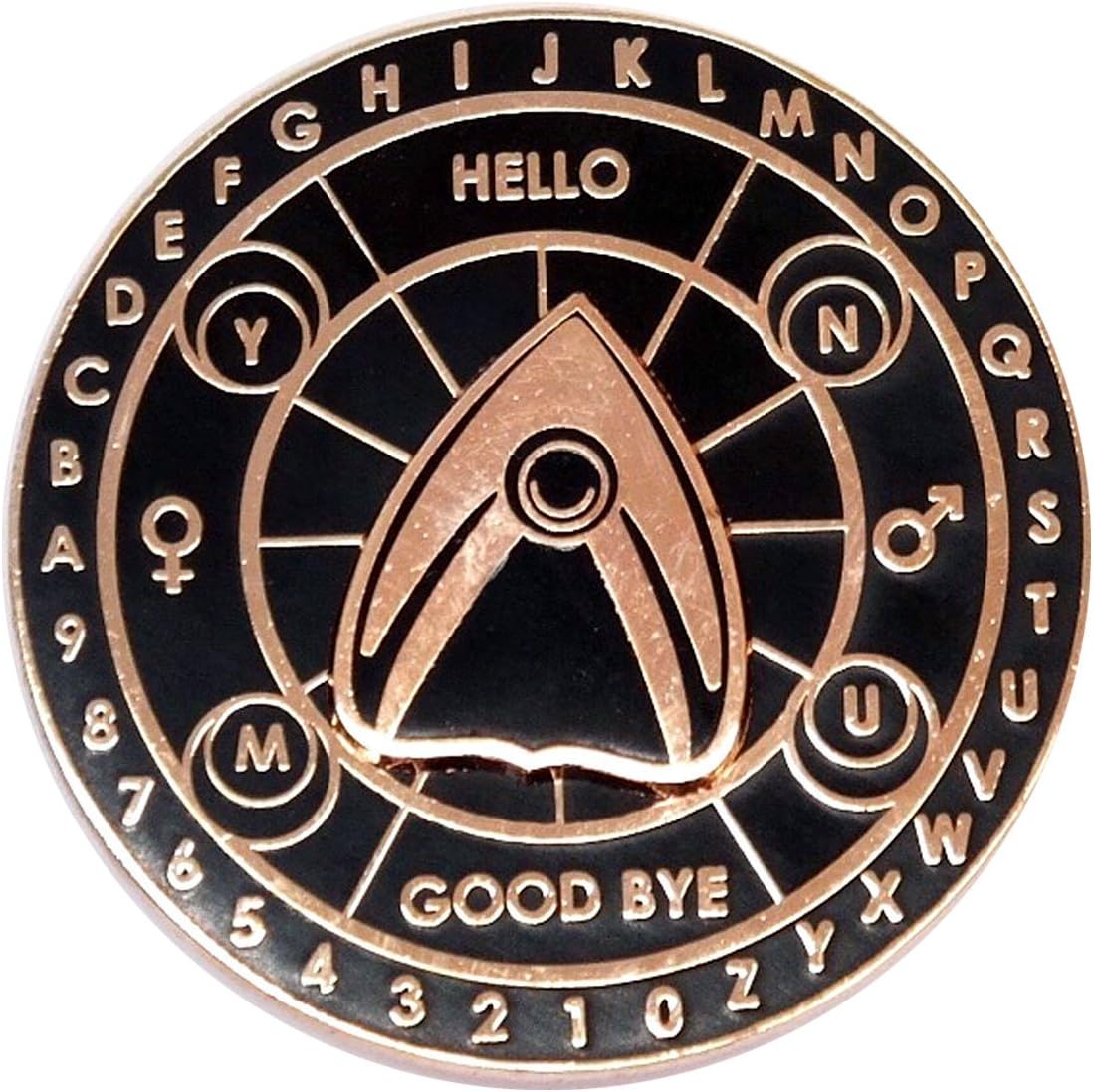 Spirit Board with Spinning Planchette Enamel Pin (Black)
