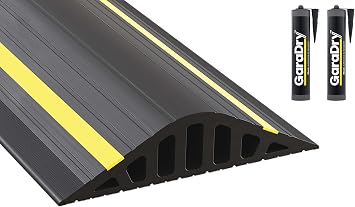 2" High Garage Door Flood Barrier Threshold Seal Kit GARADAM 123" | Flexible PVC | Complete Kit Includes 2 Adhesives | GaraDry