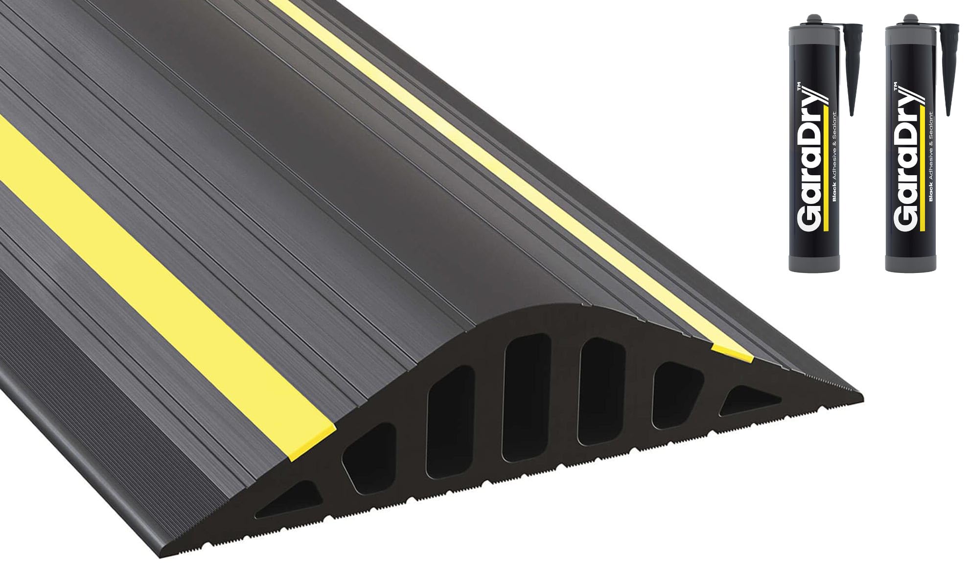- 2" High Garage Door Flood Barrier Threshold Kit ‘GARADAM’ (10'3") | Flexible PVC | Complete Kit Includes 2 Adhesives | GaraDry