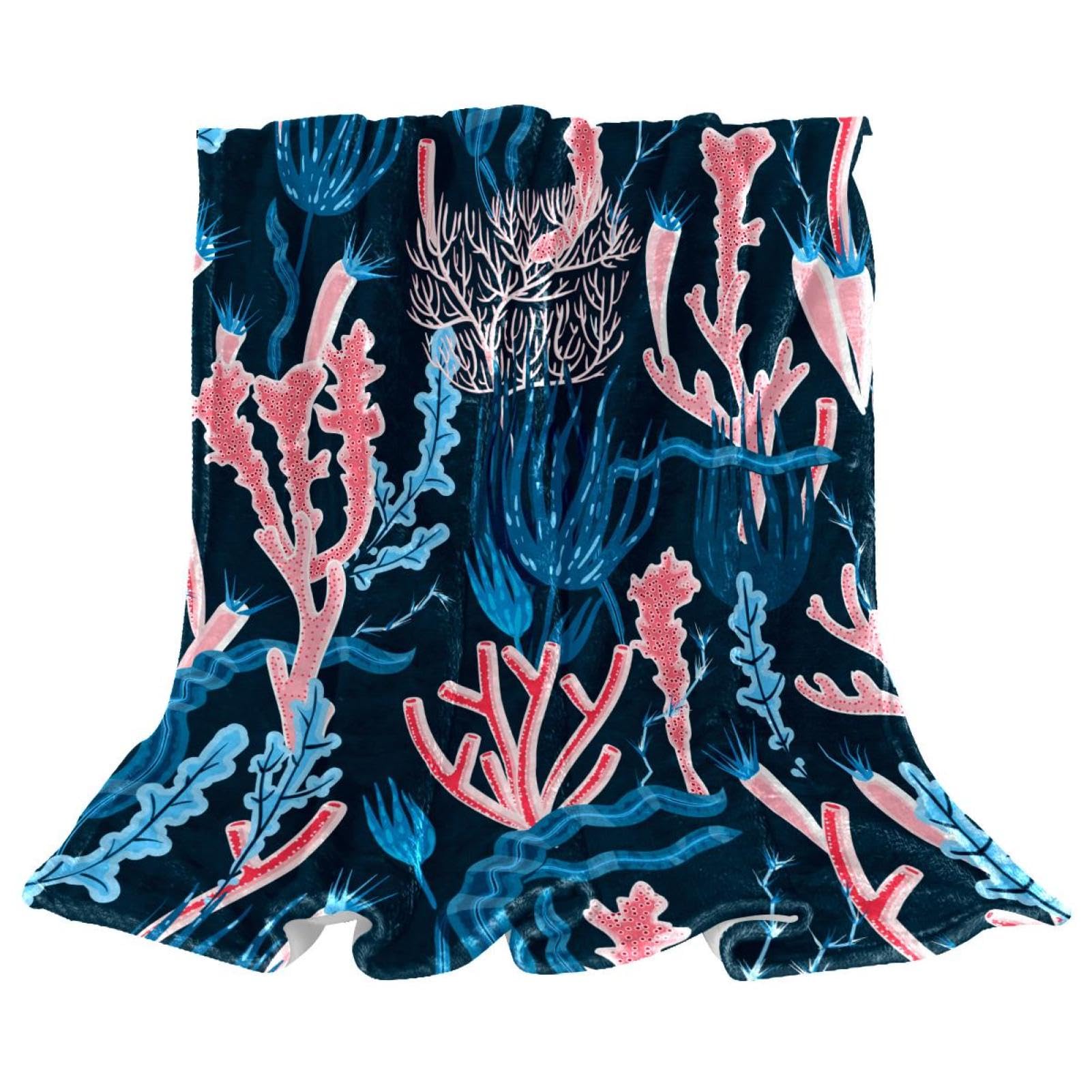 Couverture polaire corail marine plaid chaud doux anti-frissons pour lit et canapé