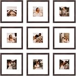 12x12 Cadre de cadre noir 9,Afficher les images 8x8 avec Mat ou 12 x 12 Sans Mat, Galerie Multi Collage Cadres de photos carrées pour mur ou table