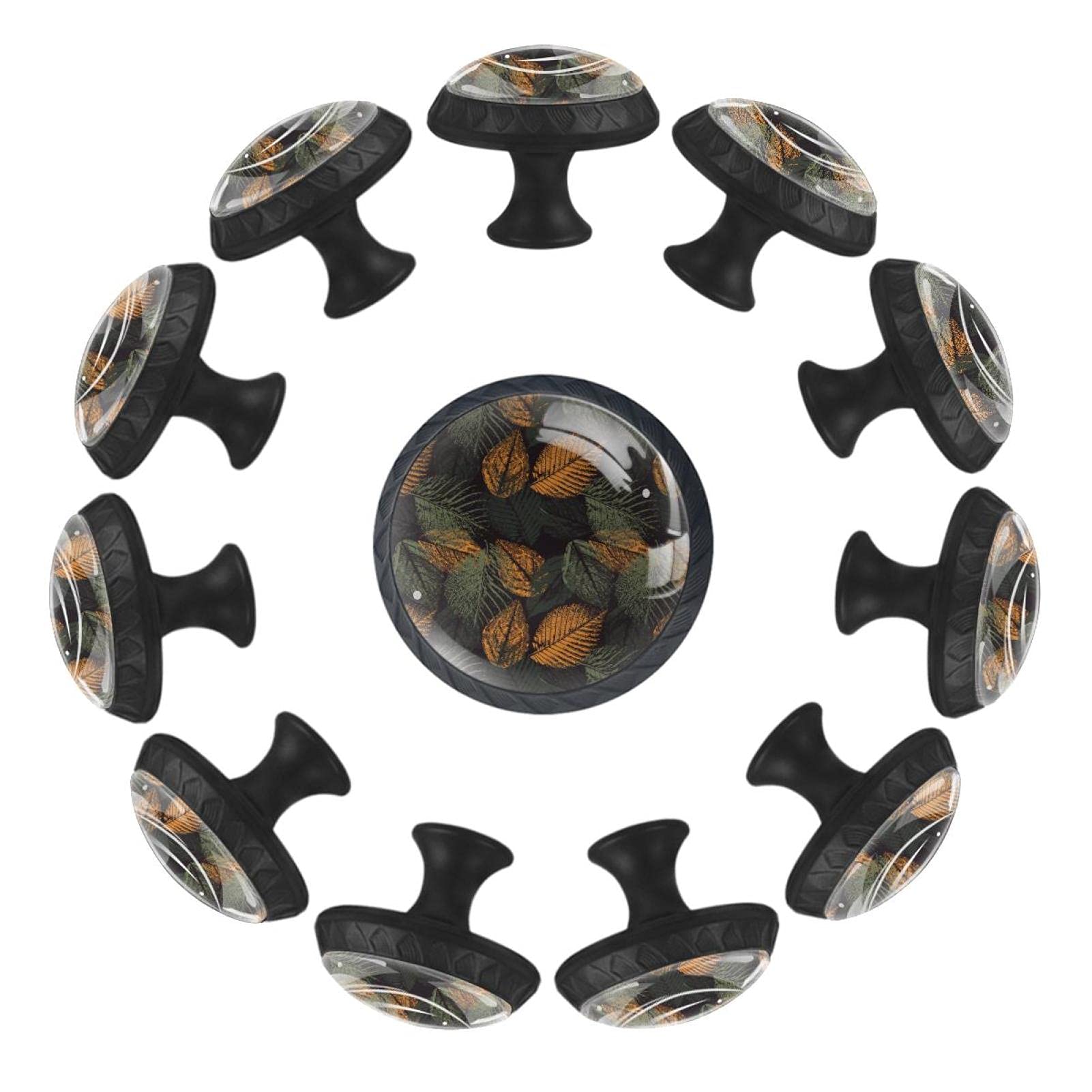 Boutons de tiroir pour remplacer poignée commode motif feuilles délavées 35 mm lot de 12