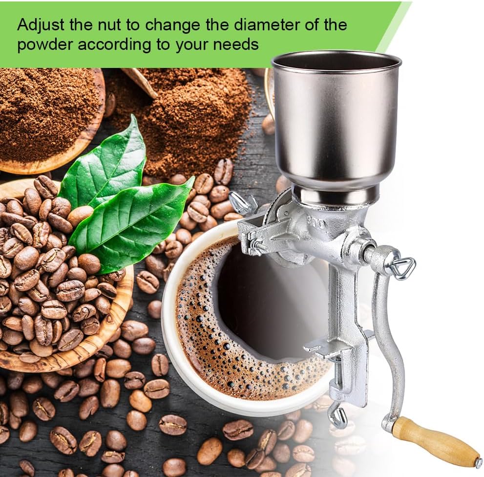 Cast Iron Manual Corn Grinder & Grain Mill - Multipurpose Dry/Wet Corn Mill for Home Use with Handle