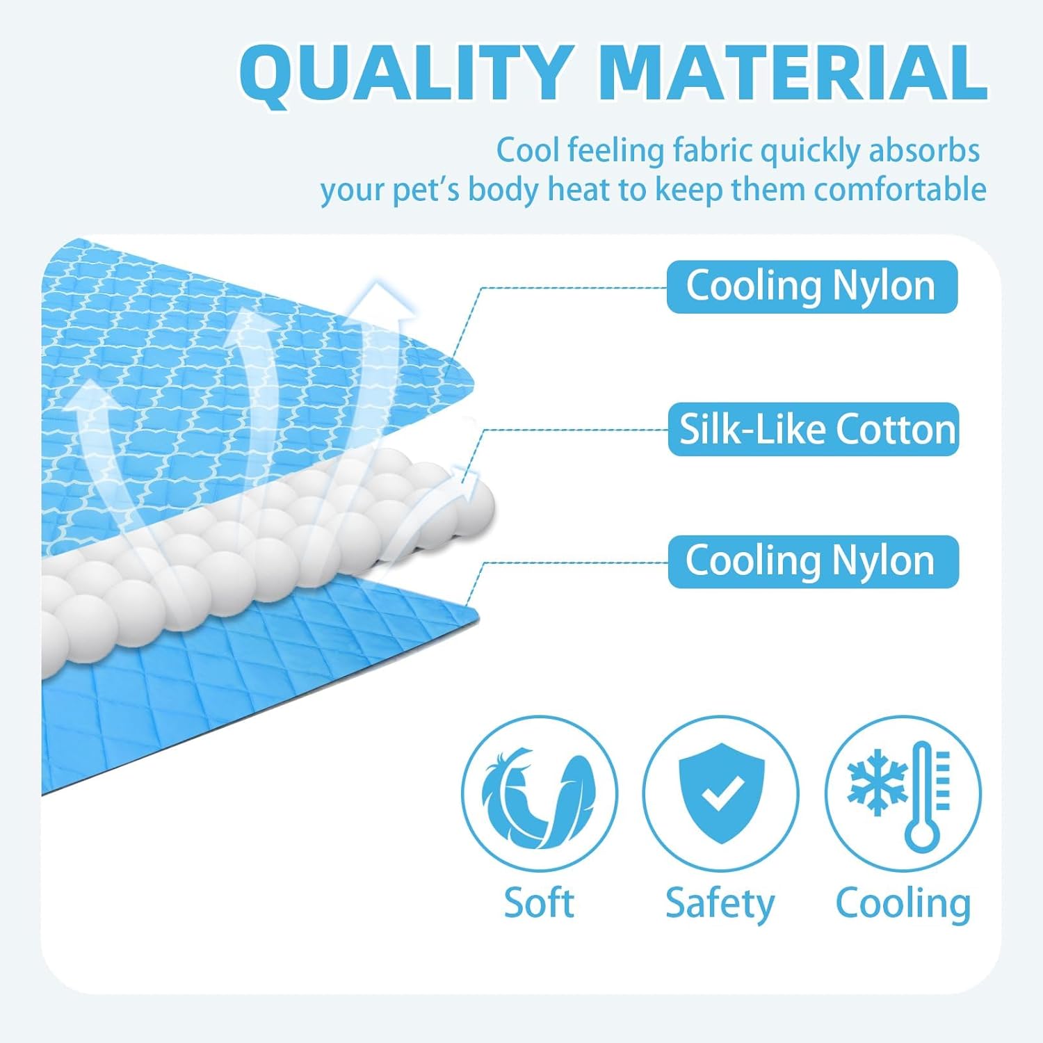 PUPTECK Dog Cooling Mat Pad for Medium Large Dogs, Cooling Blanket for Kennels Crate Floor, Dog Cat Summer Sleeping Bed Outside, Washable & Portable, X-Large 40"x60"
