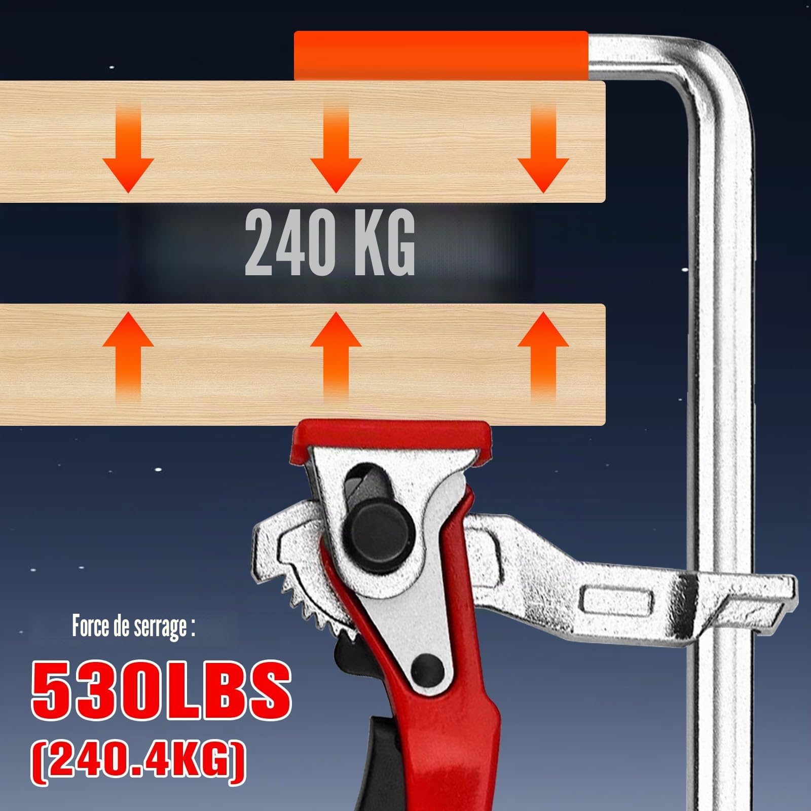 Lot de 2 serre-joints à levier pour rail de guidage 160 x 60 mm – Construction robuste et durable, force de serrage réglable, idéal pour serrer en toute sécurité des pièces dans différentes