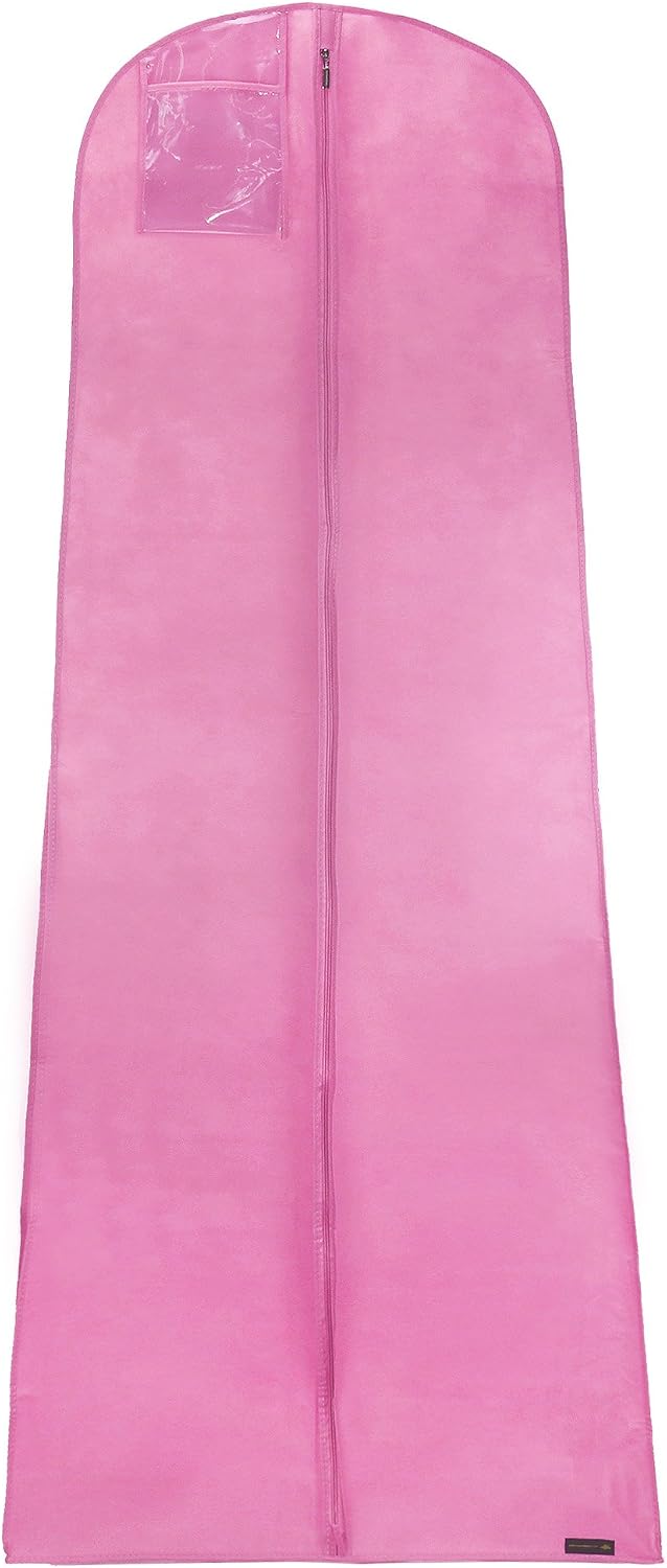Hangerworld Breathable Dress Cover for Evening Dresses 183 cm Pink Garment Bag Wedding Dress