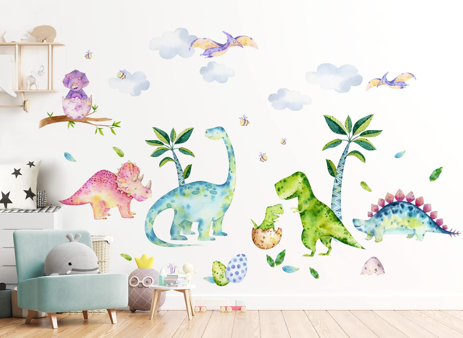 Grandora XXL dinozaur naklejka ścienna naklejki na ścianę pokój dziecięcy tatuaż ścienny Dino DL817-4