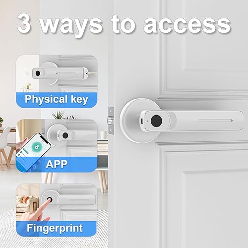 Miniatura 2 de Cerradura de puerta de huellas dactilares con aplicación inteligente, perilla de puerta de huellas dactilares, perilla biométrica de puerta de