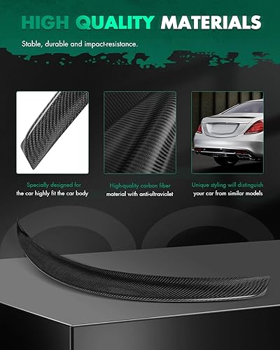 Miniatura 4 de SCITOO Repuesto de alerón trasero de fibra de carbono negro brillante para Mercedes W222 Clase S Sedan 2013-2020