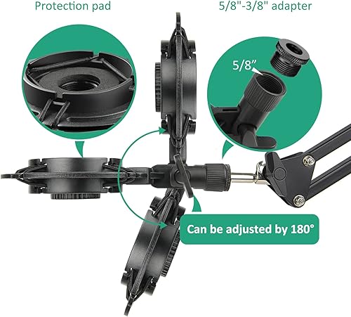 Miniatura 4 de Rigych Razer Seiren V2 X Mic Boom Brazo, soporte de brazo de micrófono ajustable con filtro pop, soporte de choque, abrazadera de montaje de mesa