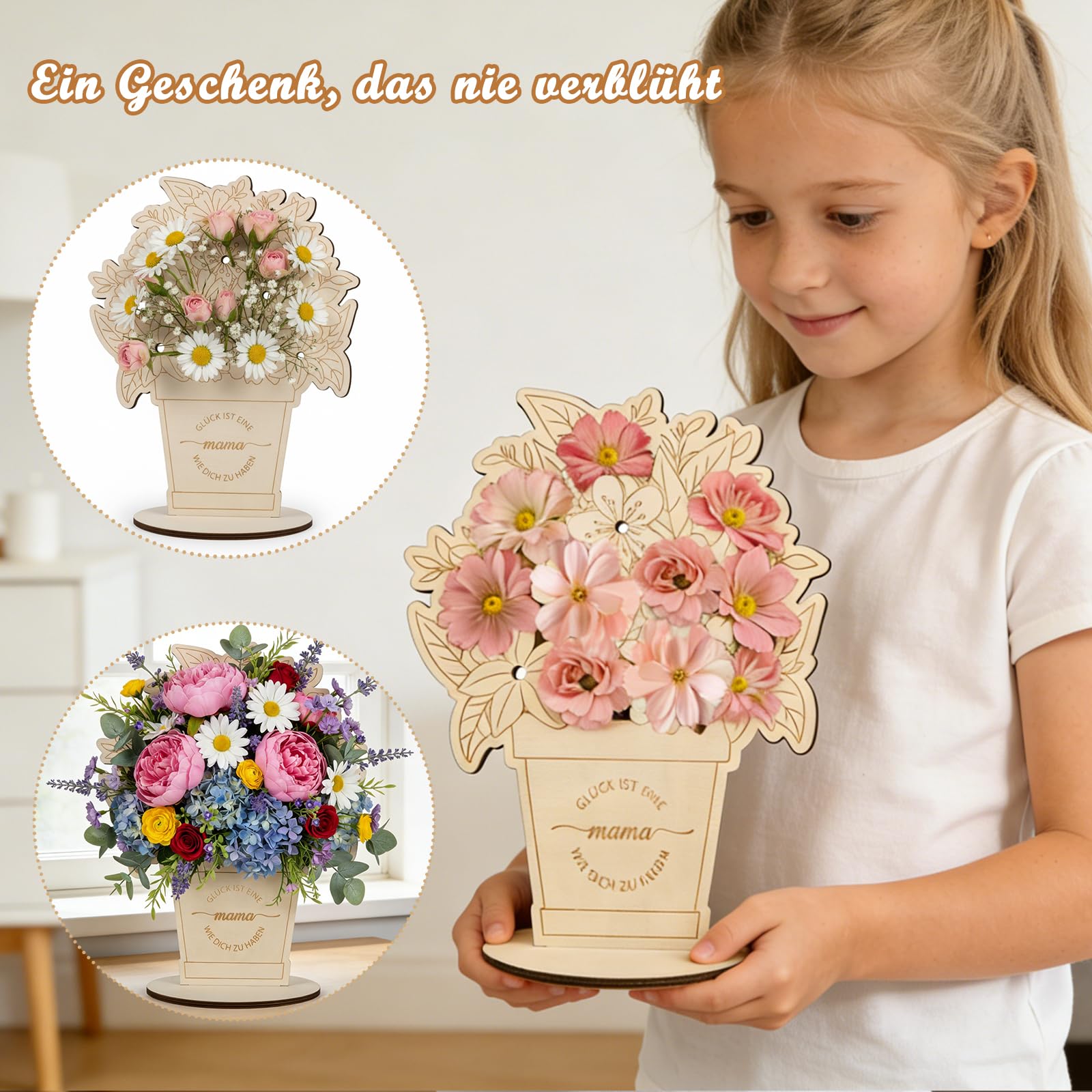 Bouquet de fleurs en bois kit de bricolage avec gravure décoration en bois