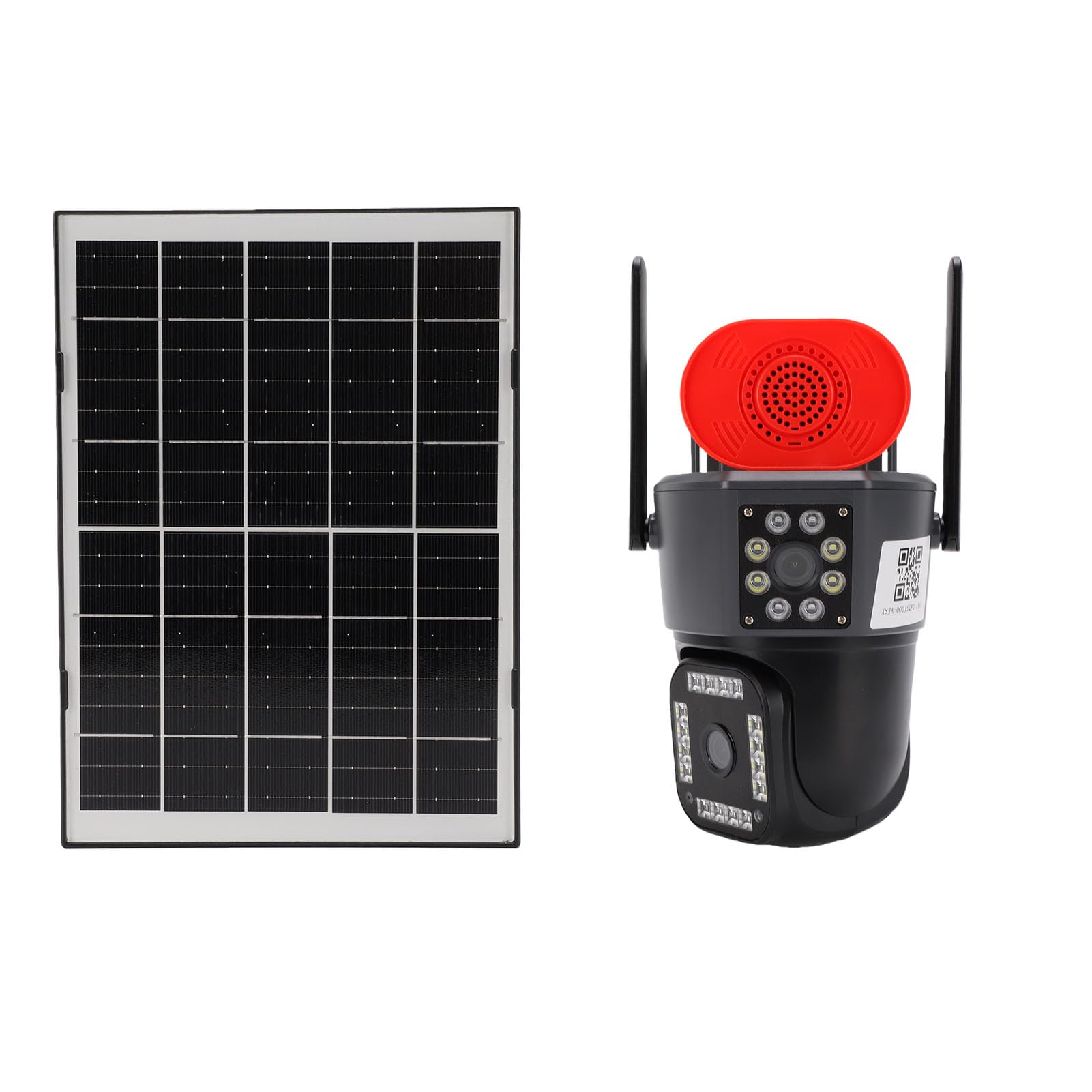 Cámara de seguridad solar con doble lente y zoom 12X para vigilancia completa de 360°