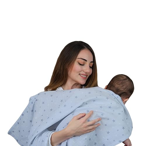 Go Mommy - Funda de lactancia de muselina para artículos esenciales de lactancia delantal de algodón transpirable y ligero para la privacidad de la