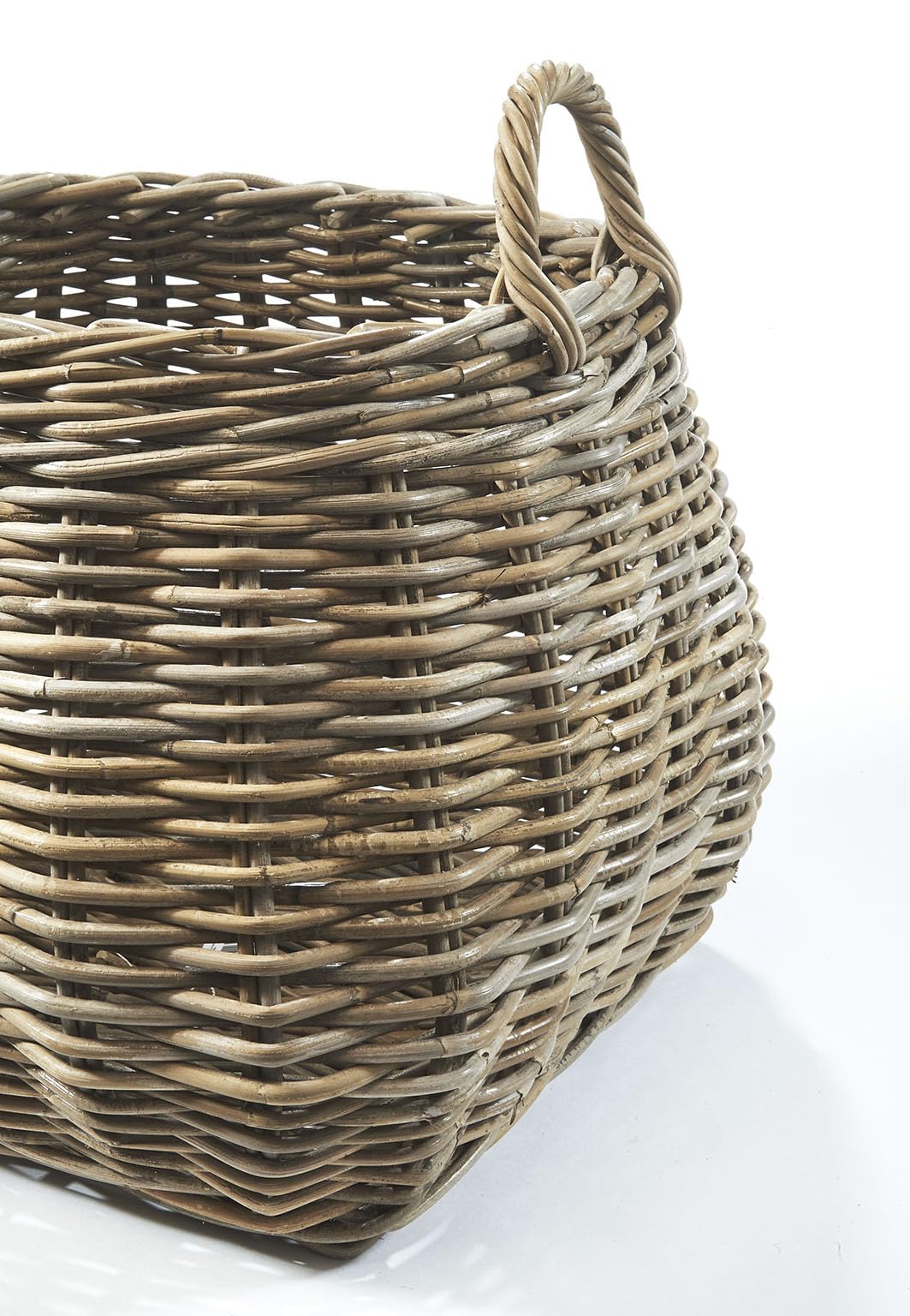 Kobolo Dekokorb Aufbewahrungskorb Korb mit Henkeln aus Rattan Kubu Grey