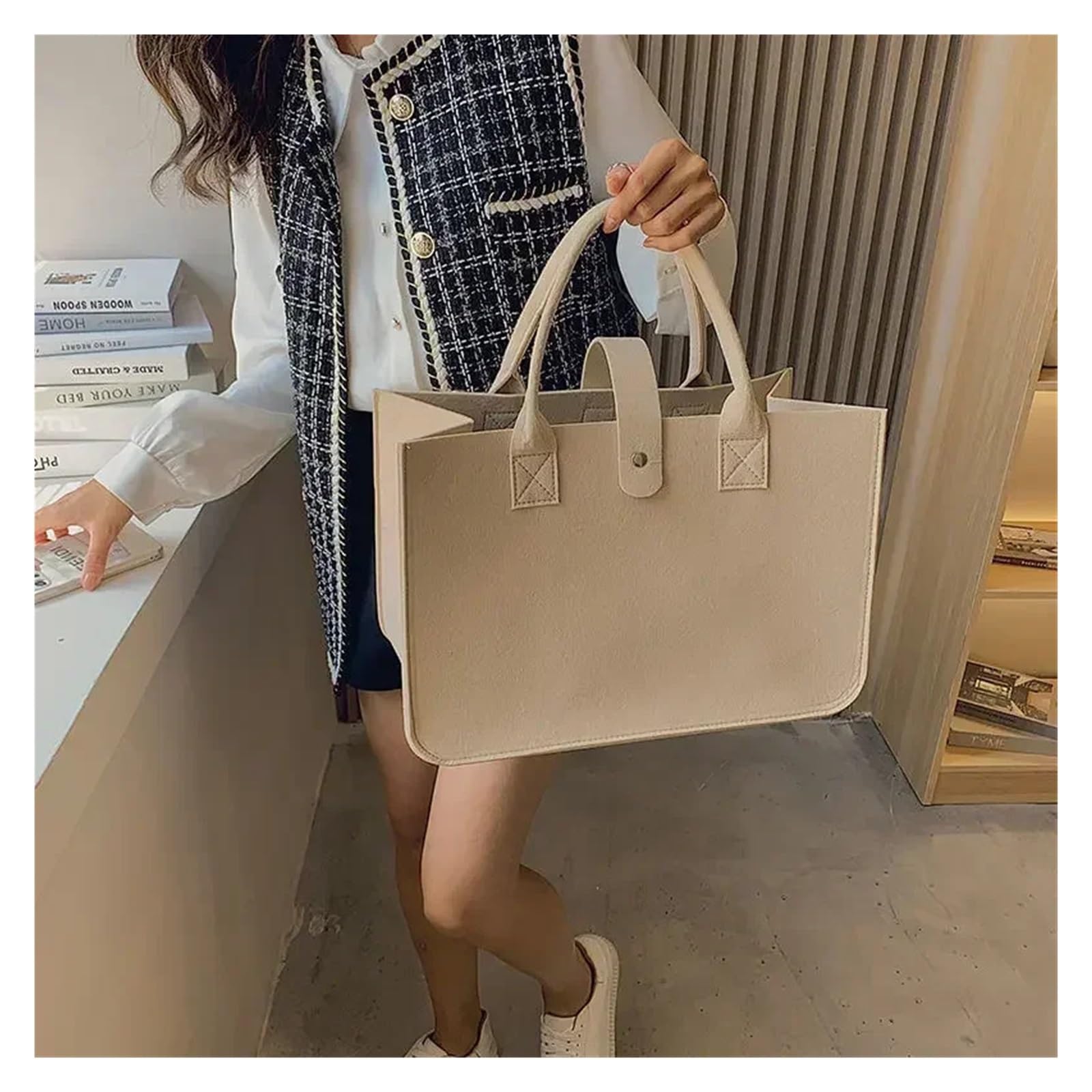 Shopping Handbag Women's Large Capacity Open Felt Designer Tote Woven Bag Für Outdoor Trips, Picknick