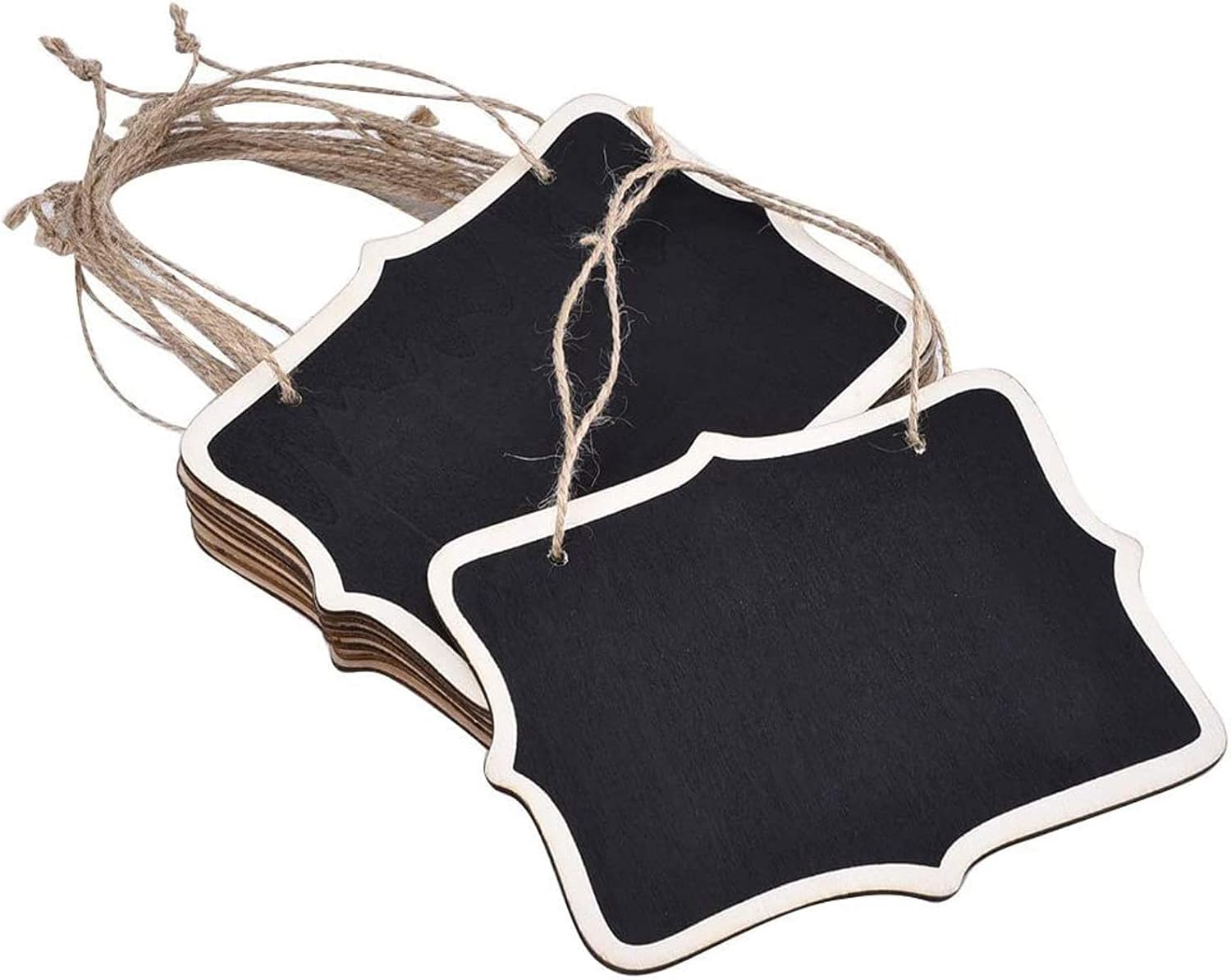 EBOOT 12 Pcs Mini Chalkboard Sign Reusable Wood Chalkboards with Hanging String Erasable Double Sided Small Hanging Blackboard for Message Board Sigs Price Labels Party Buffet Plant Food Name Tag