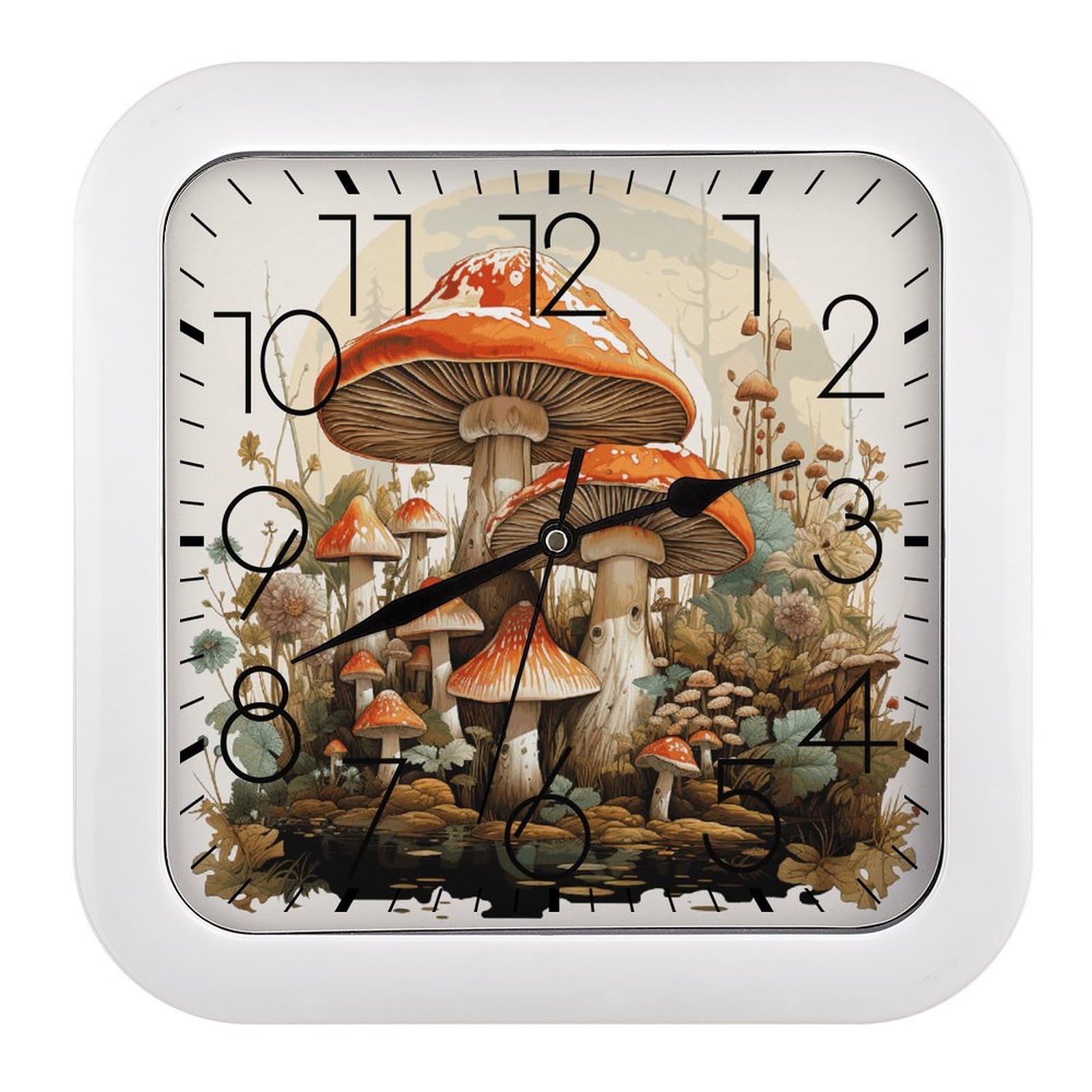 Horloge murale vintage rétro géante carrée silencieuse pour cuisine et salon