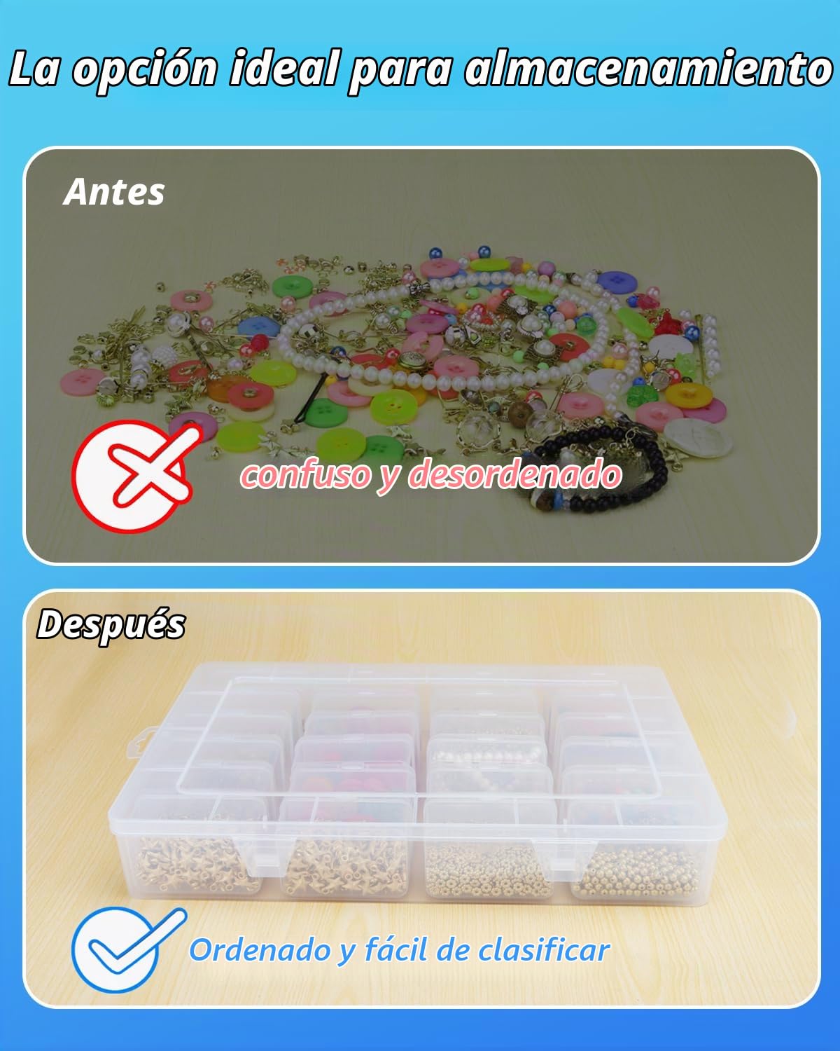 Gbivbe 50 Pcs Cajas de Almacenamiento de Cuentas, Plástico Transparente Contenedores con Tapa Abatible, Mini Caja de Almacenamiento para Artículos Pequeños y otros Proyectos de Manualidades