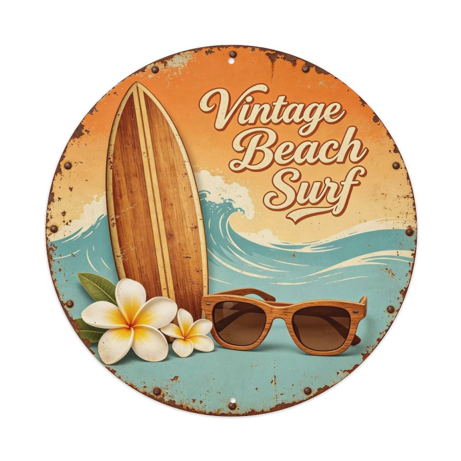 Vintage Beach Surf Metal Tin Sign Plaque