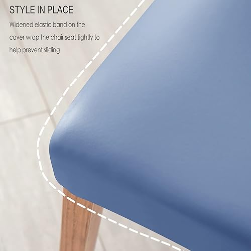 Miniatura 5 de Fundas de cuero impermeables para sillas de comedor Parson (4, azul)