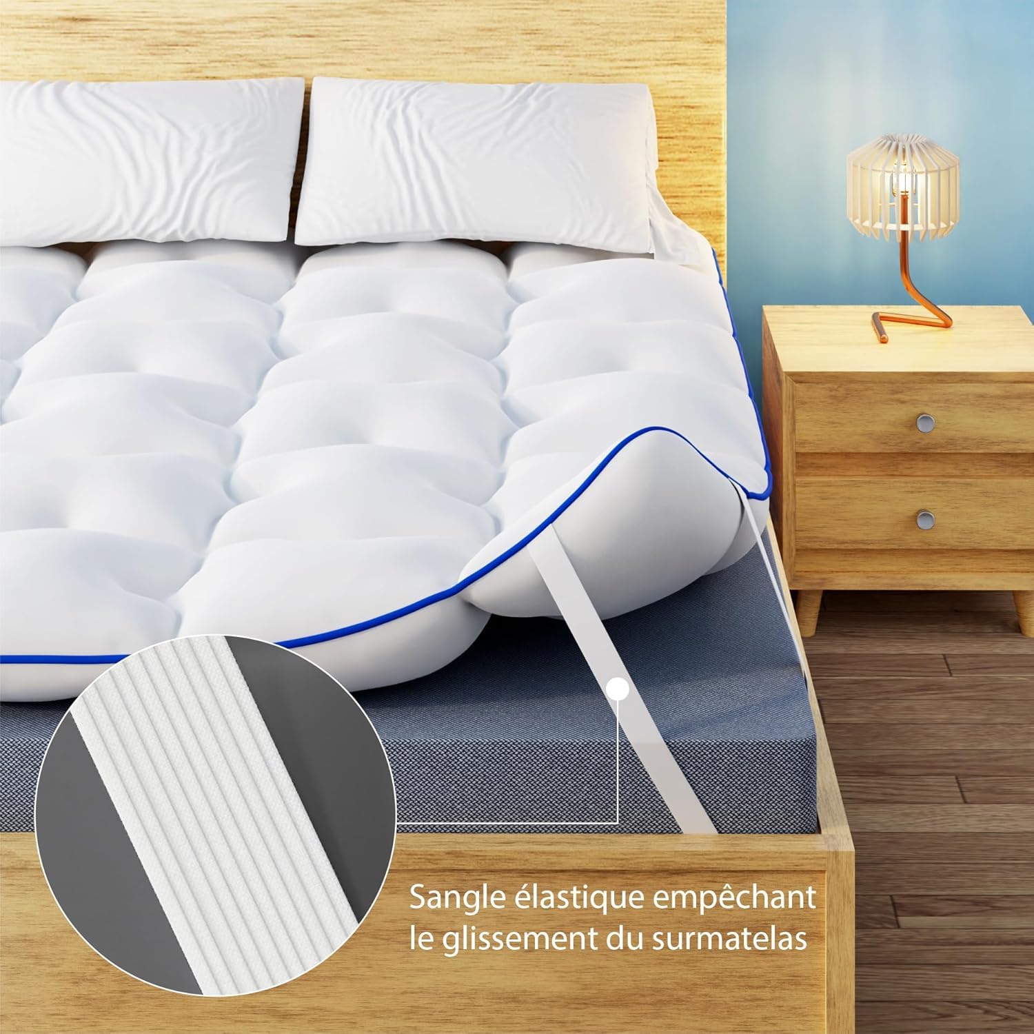 CASABEL Topper Colchón Diamante 150x200 cm de Microfibra, Comodidad óptima, Suave, hipoalergénico, Transpirable, para Camas Dobles, Adultos, niños, sofá Cama, Cama supletoria